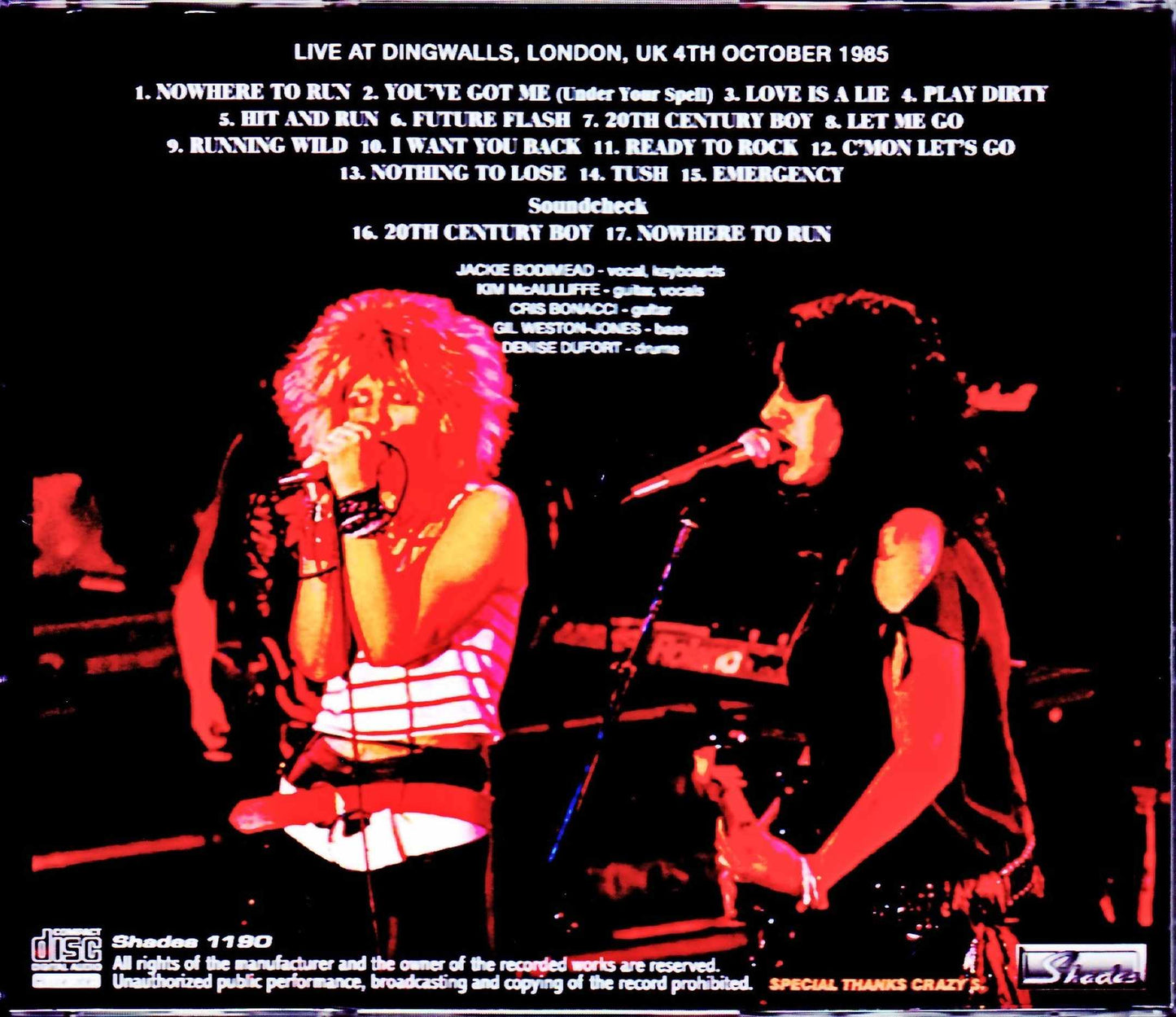 Girlschool/London,UK 1985 & SC