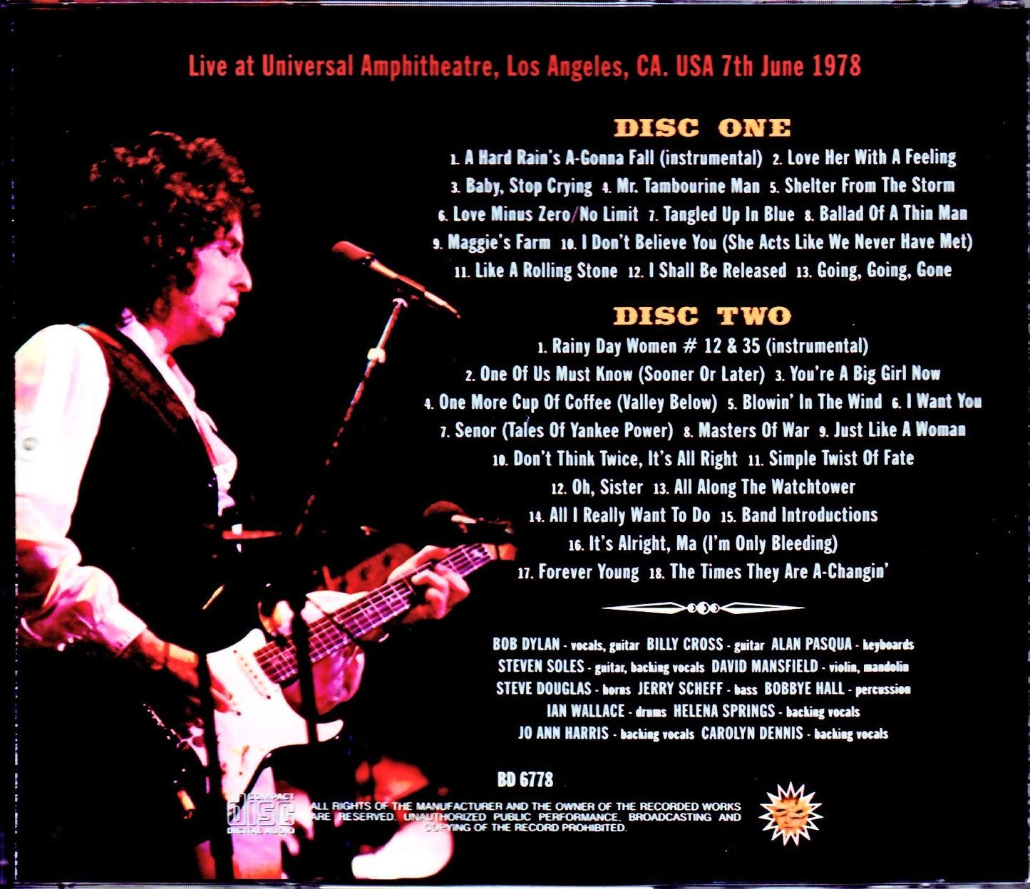 Bob Dylan/CA,USA 6.7.1978
