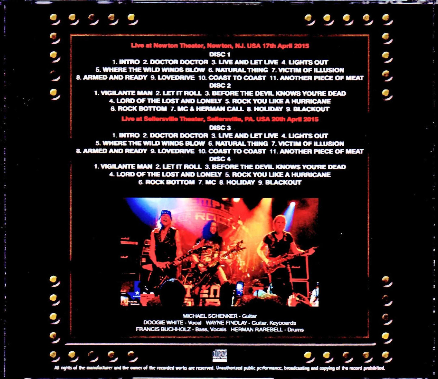 Michael Schenker's Temple of Rock/NJ,USA 2015 & more
