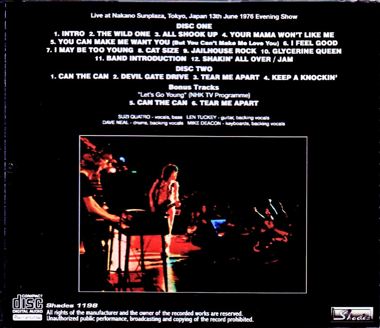 Suzi Quatro/Tokyo,Japan 6.13.1976