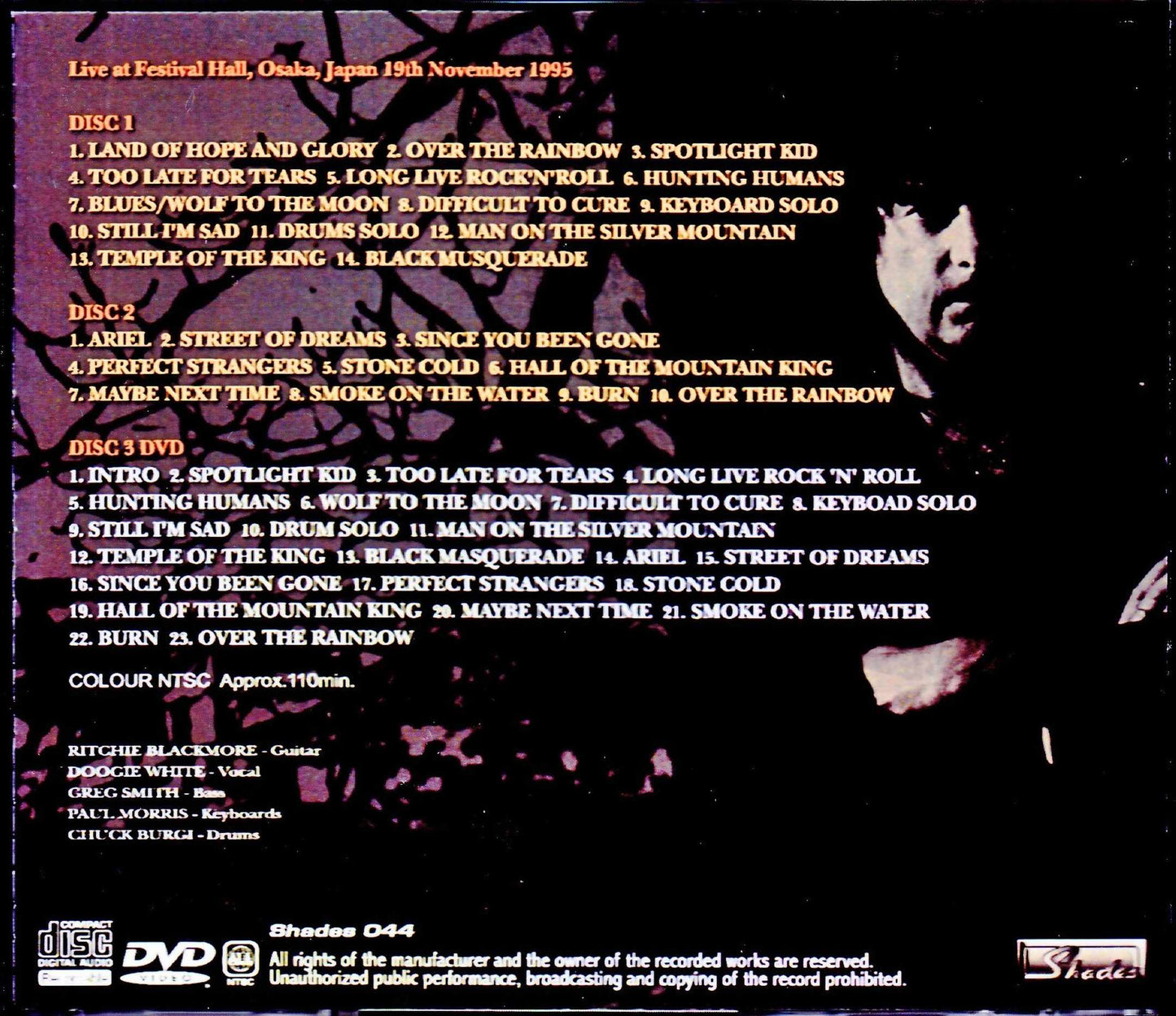 Ritchie Blackmore's Rainbow/Osaka,Japan 1995 S & V
