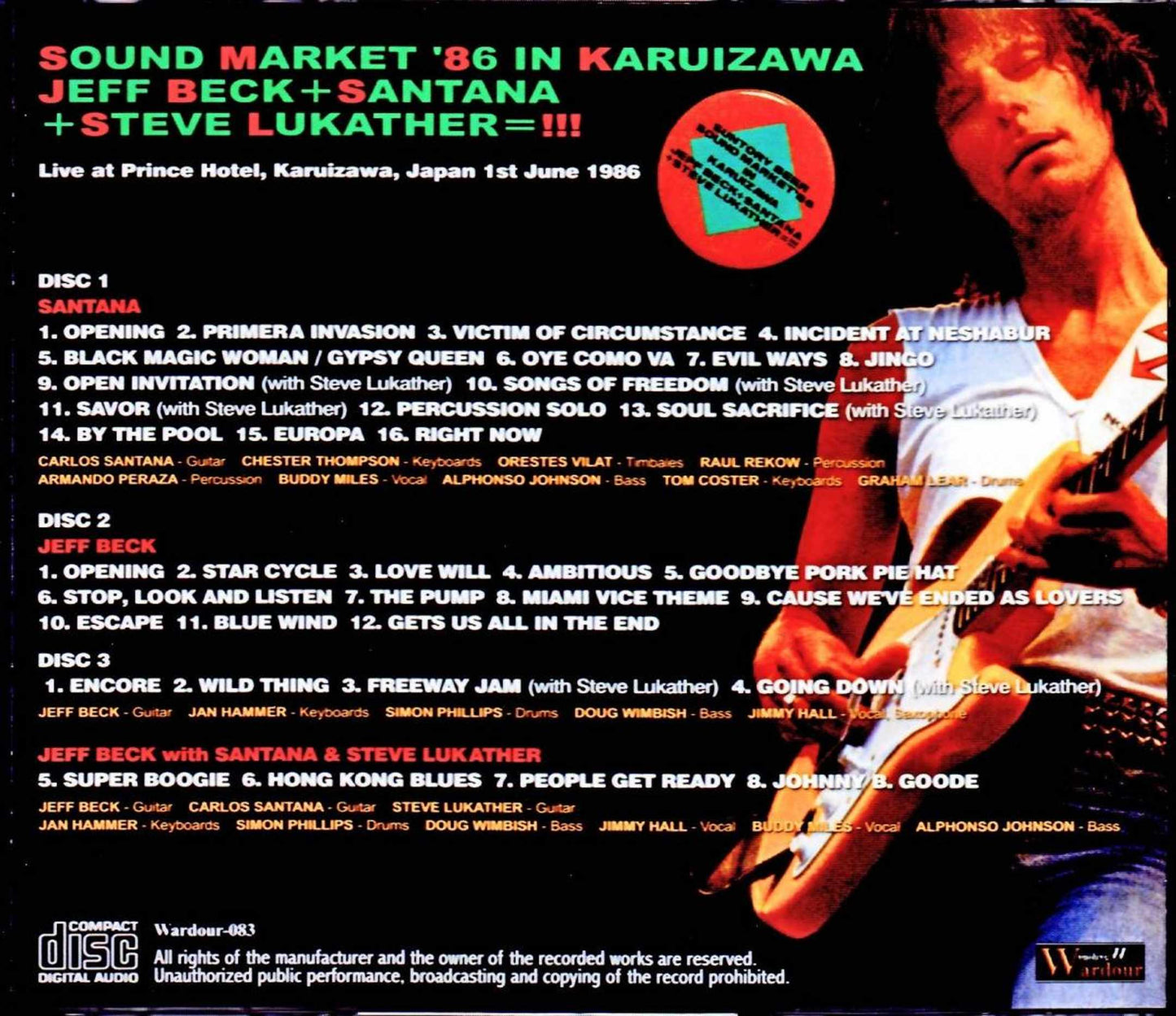 Jeff Beck,Santana,Steve Lukather/Nagano,Japan 1986 Complete