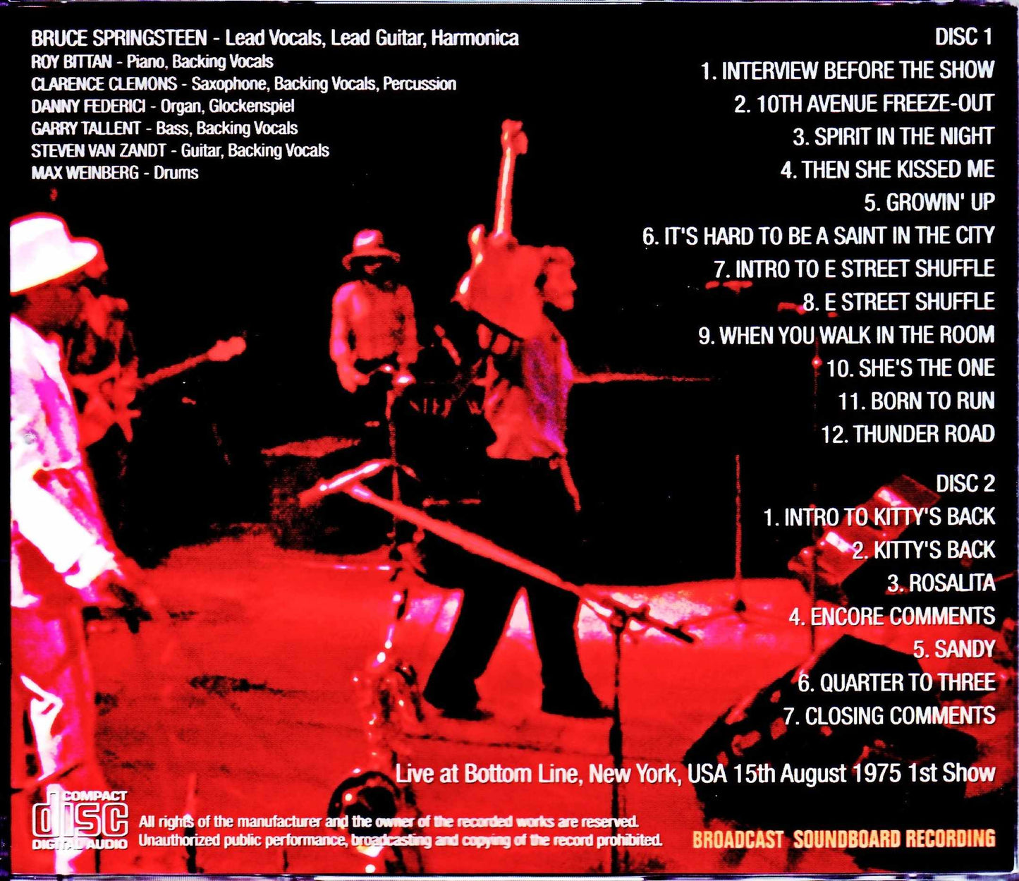 Bruce Springsteen/NY,USA 1975 1st Show