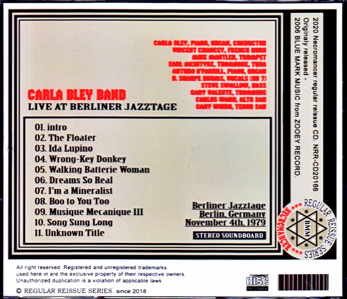 Carla Bley Band/Germany 1979