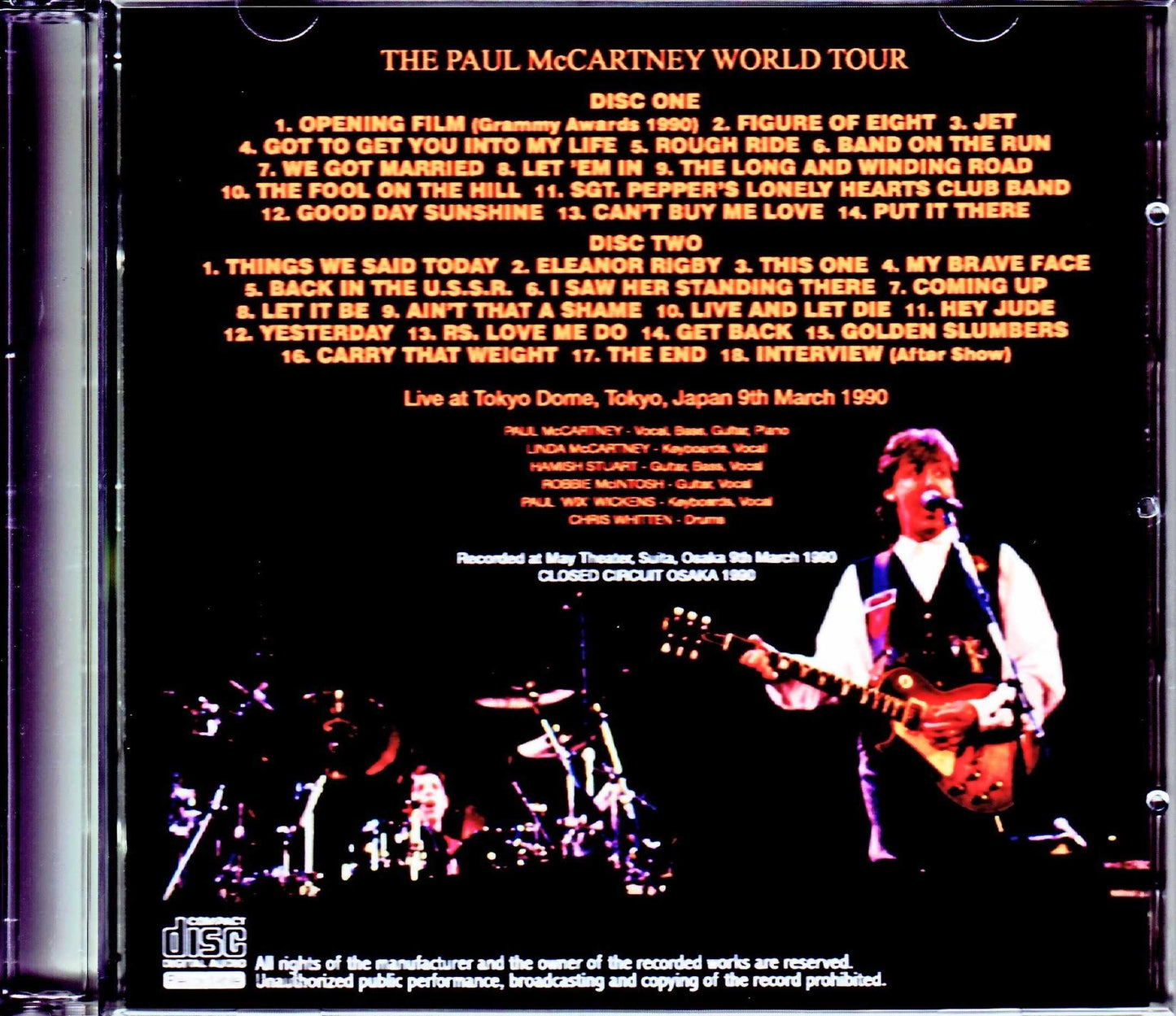 Paul McCartney/Osaka,Japan 1990 AUD Mike Recordings