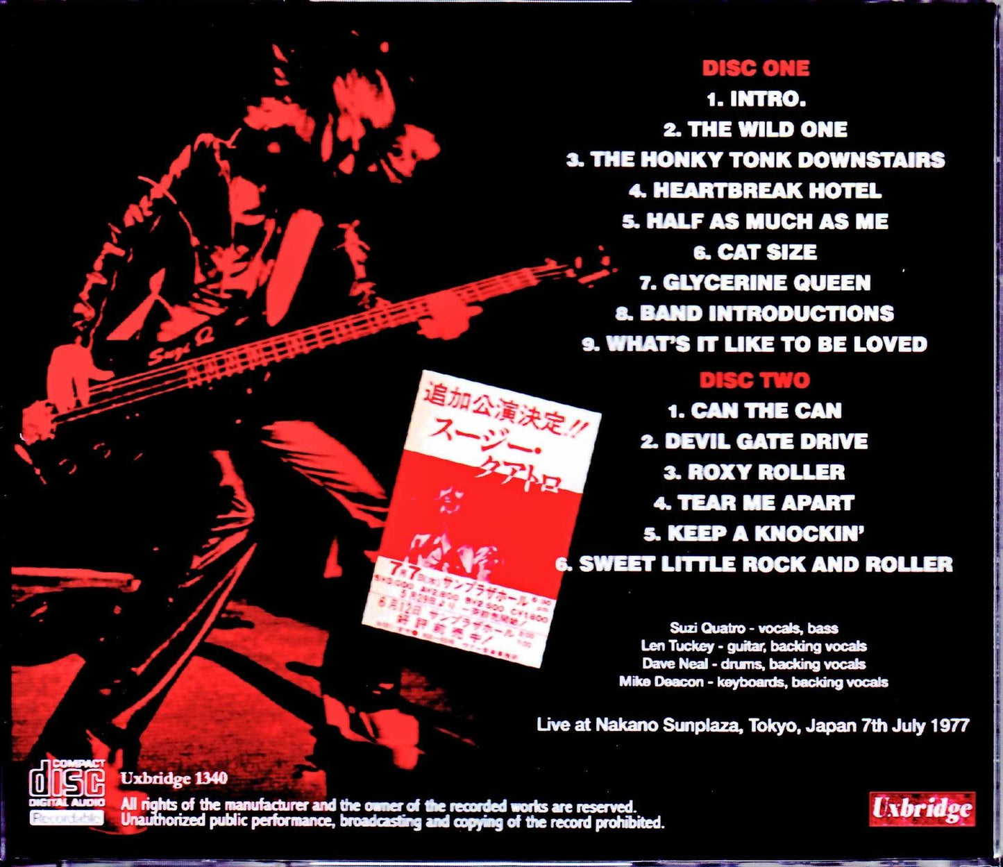 Suzi Quatro/Tokyo,Japan 7.7.1977
