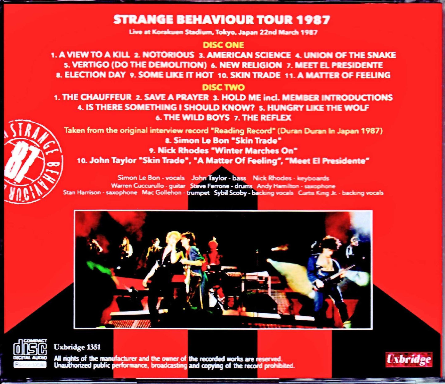 Duran Duran/Tokyo,Japan 3.22.1987 & more