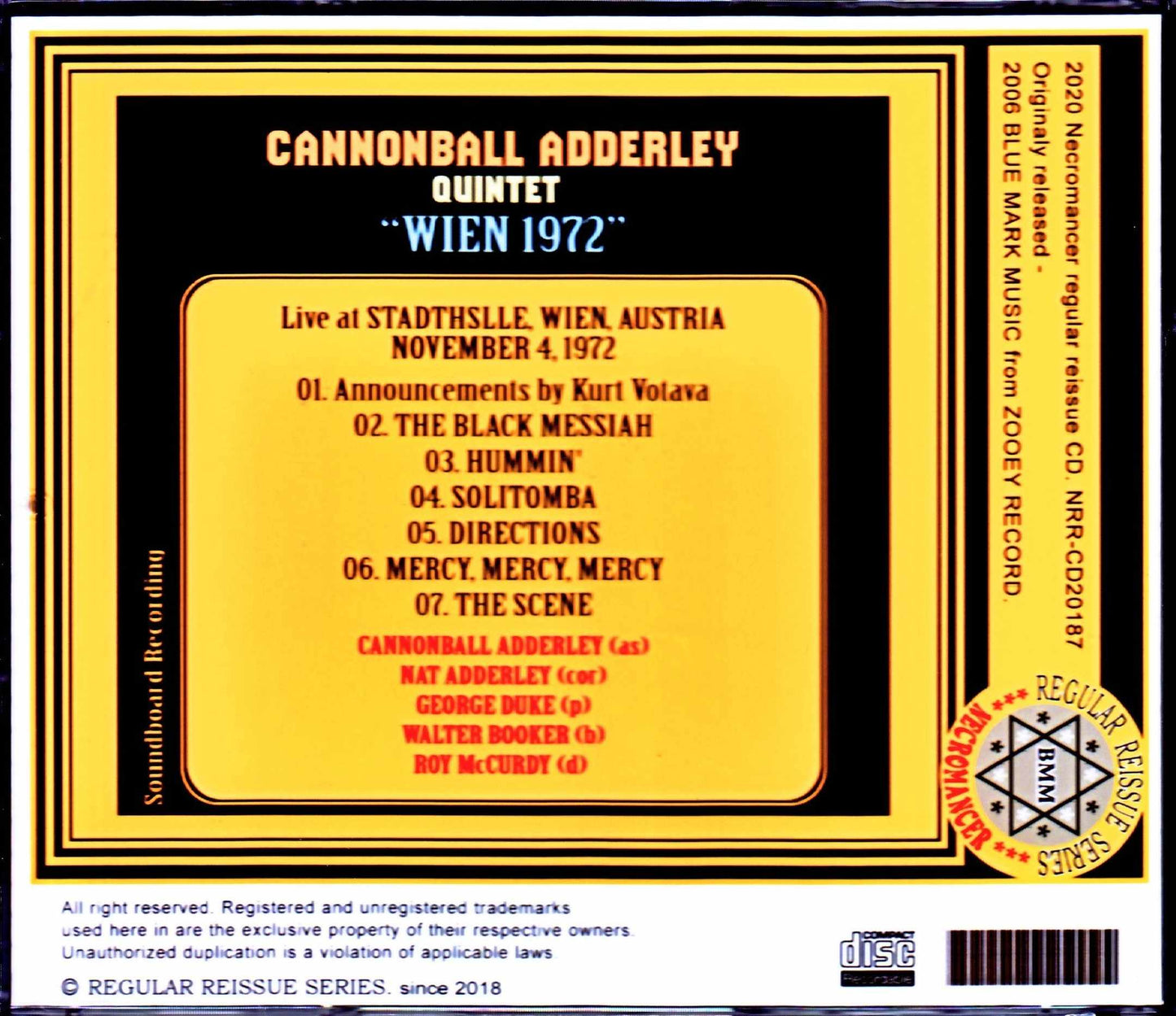 Cannonball Adderley Quintete/Austria 1972