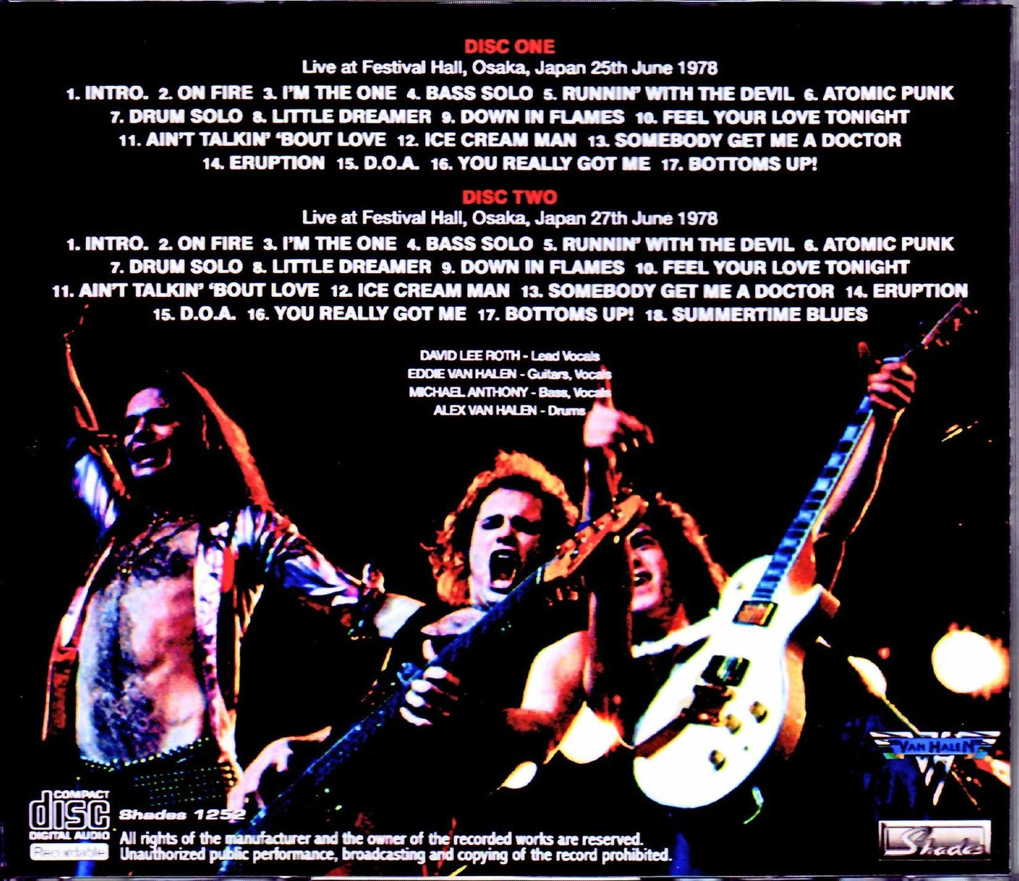 Van Halen/Osaka,Japan 1978 2Days