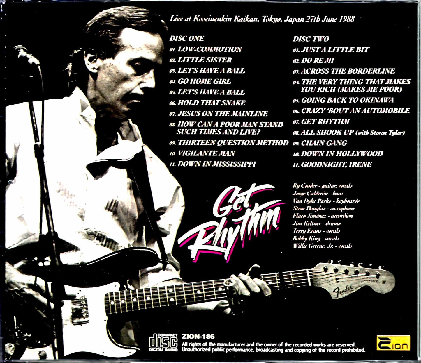 Ry Cooder/Tokyo,Japan 6.27.1988