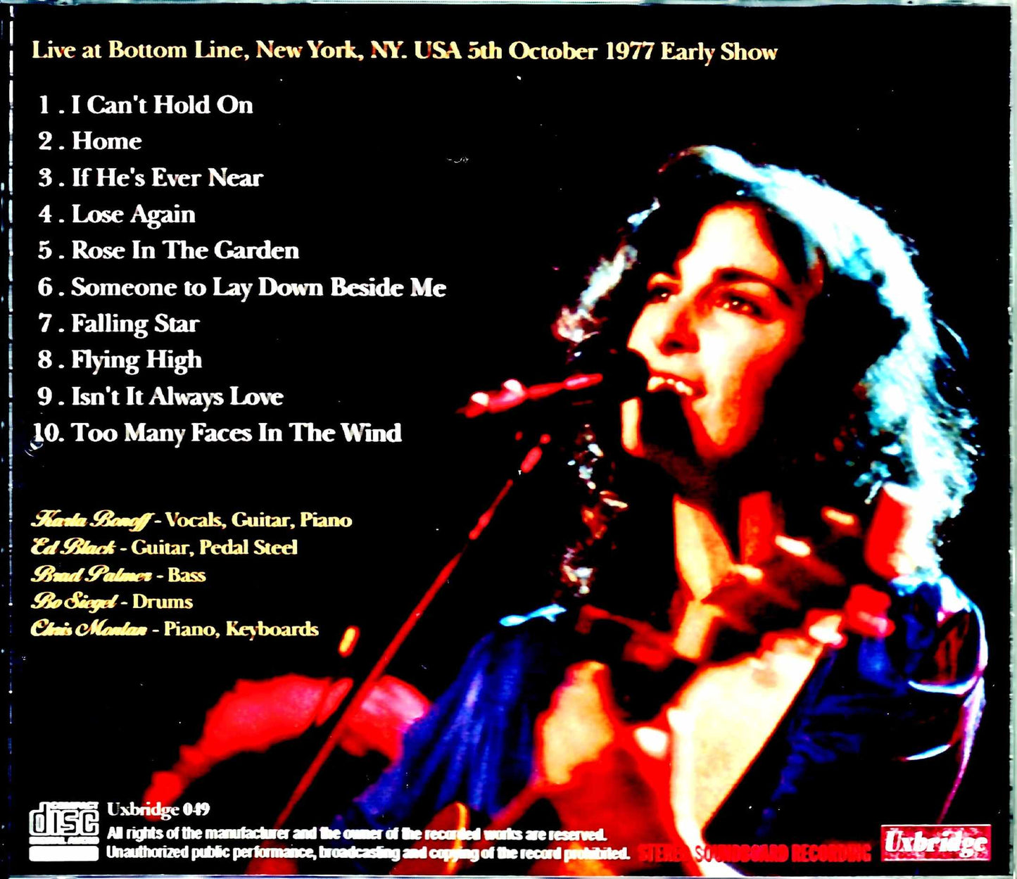Karla Bonoff/NY,USA 1977 Early Show Complete