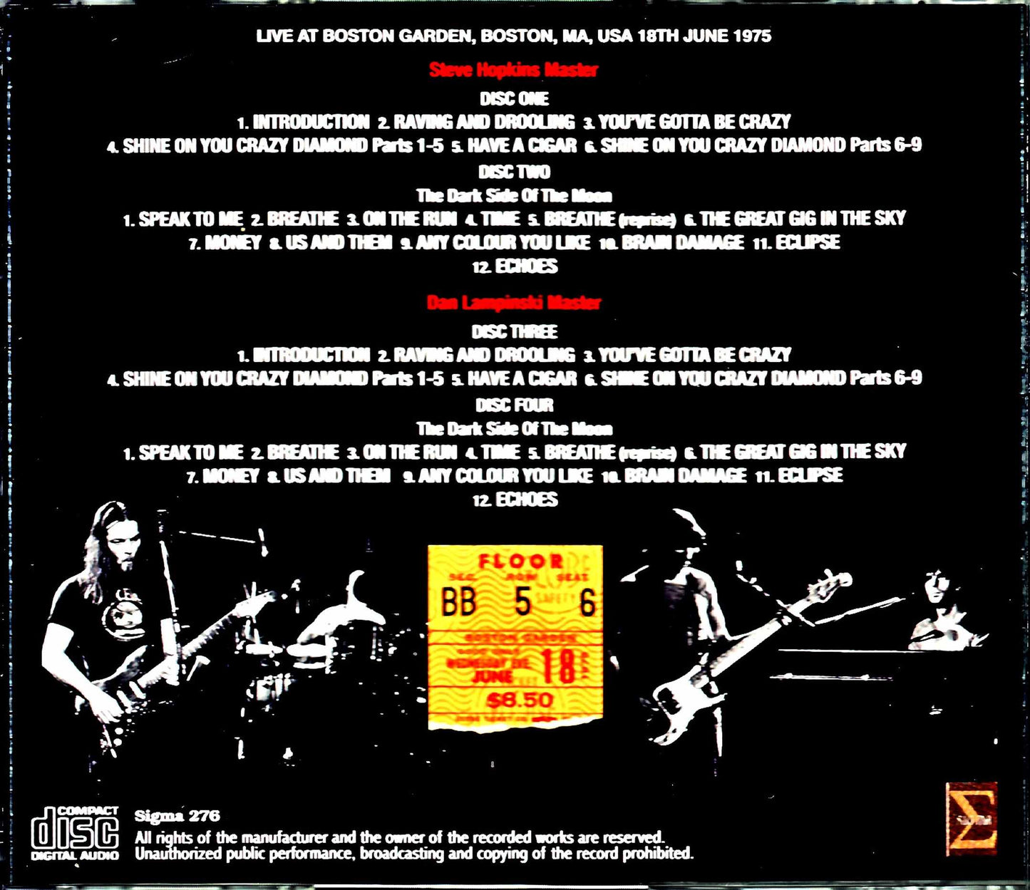 Pink Floyd/MA,USA 1975 Unprocessed Masters