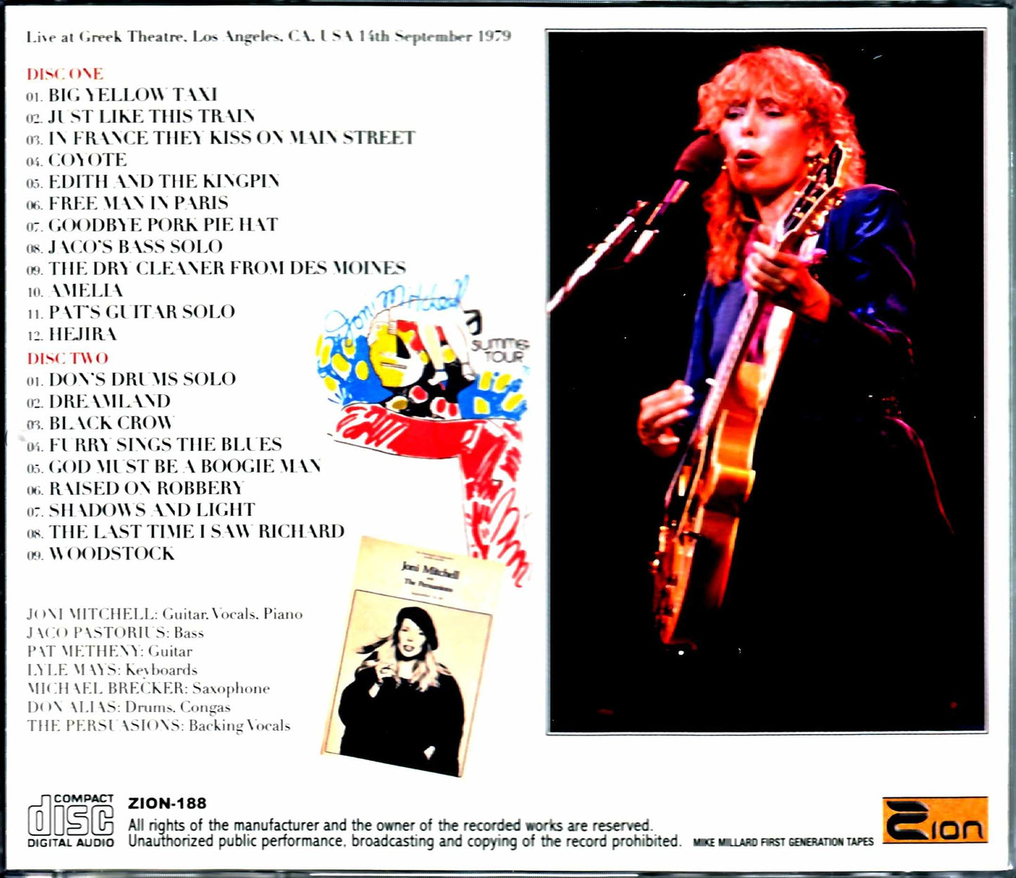 Joni Mitchell/CA,USA 1979 Mike Millard 1st Generation Tapes