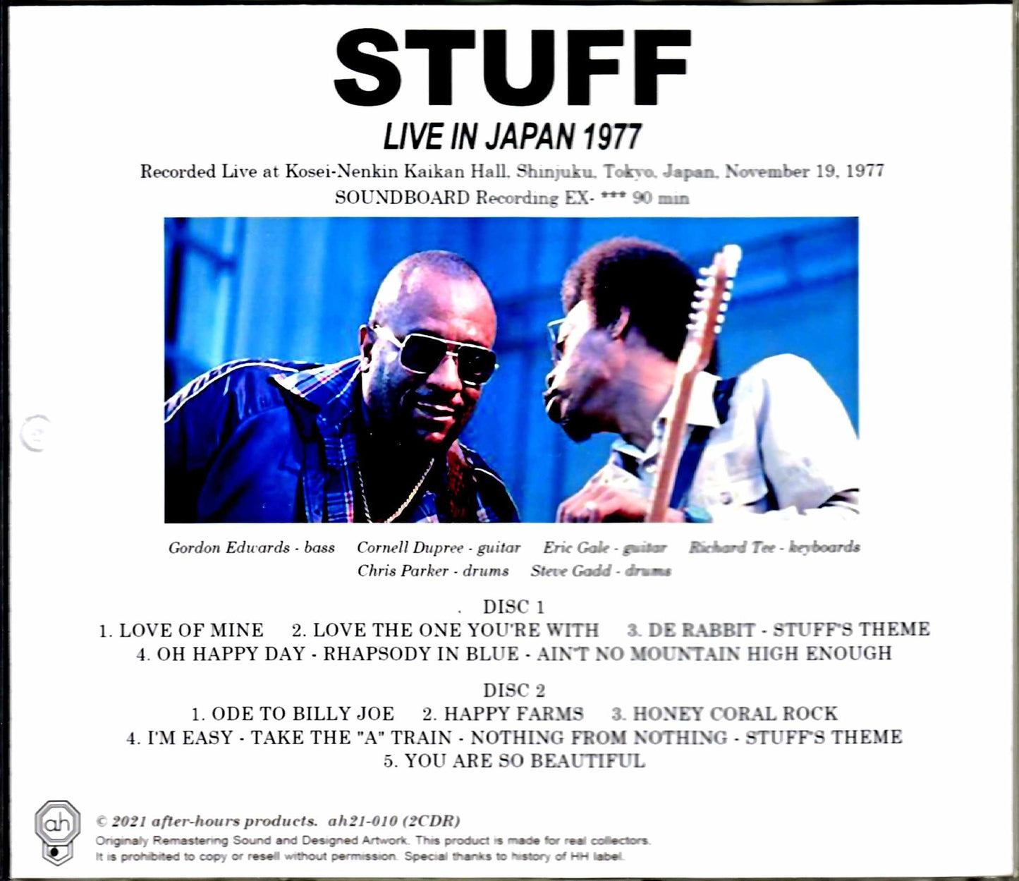 Stuff Cornell Dupree,Eric Gale,Richard Tee,Steve Gadd/Tokyo,Japan 1977