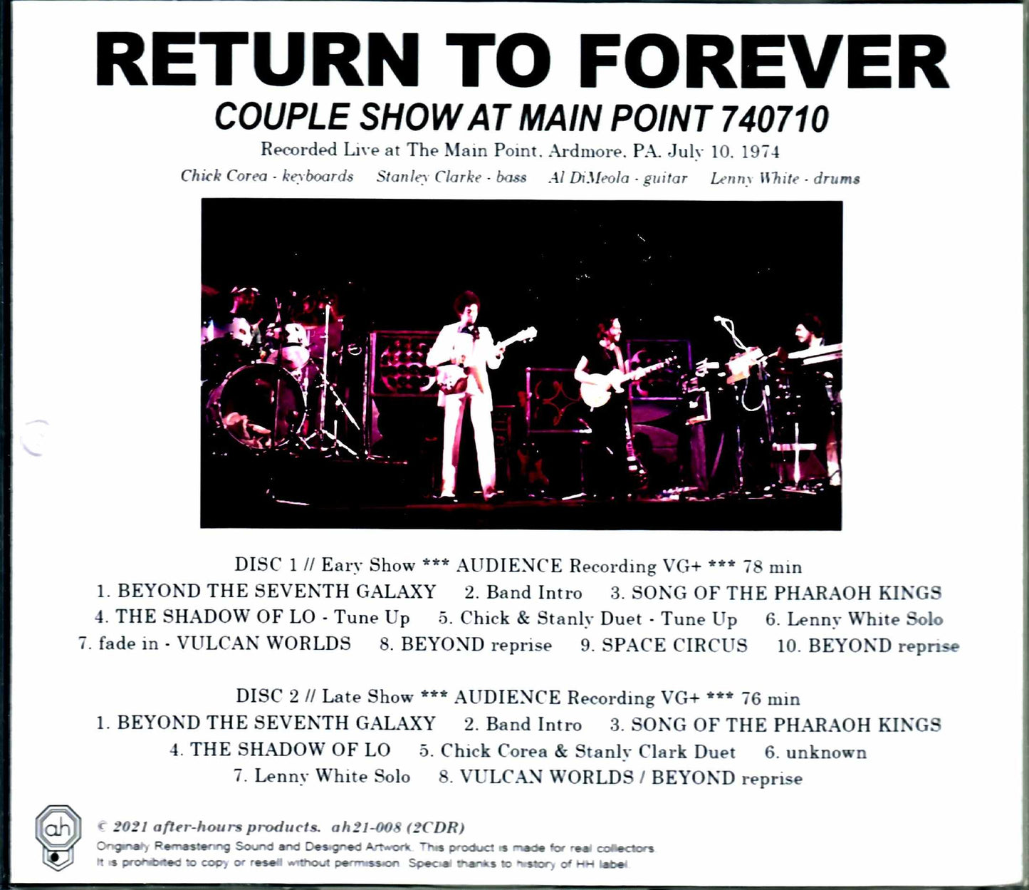 Return to Forever/PA,USA 1974 2Shows