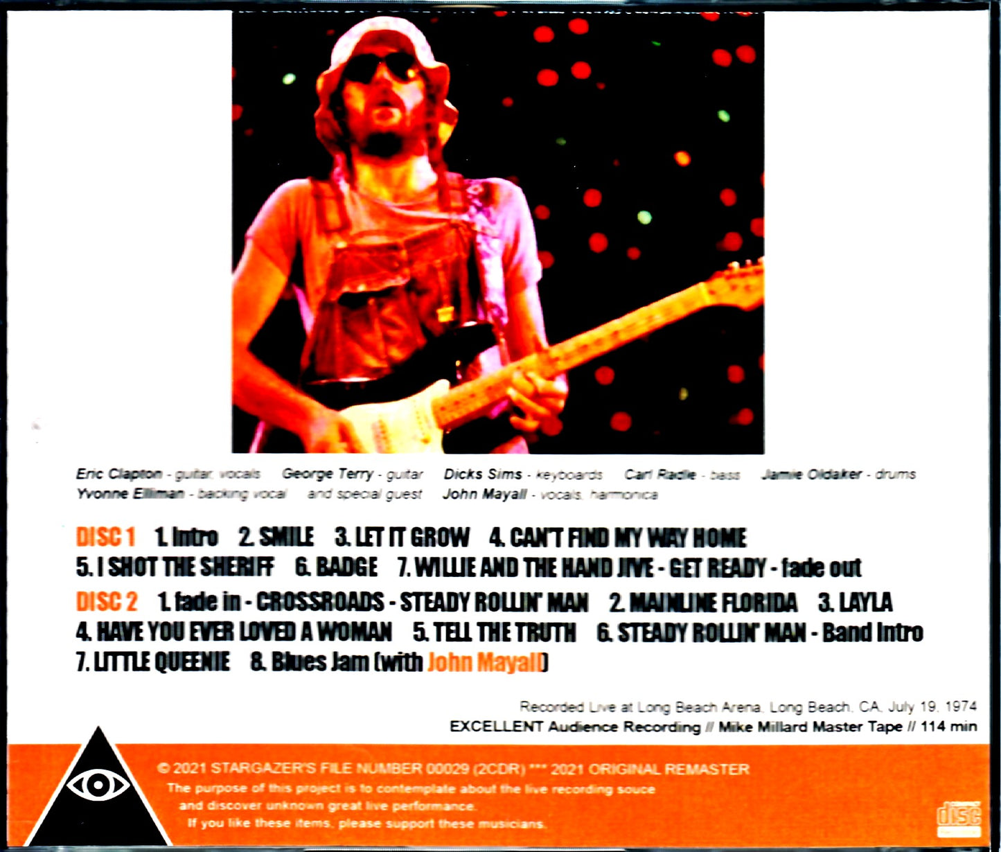 Eric Clapton/CA,USA 1974 Mike Millard Master Tapes