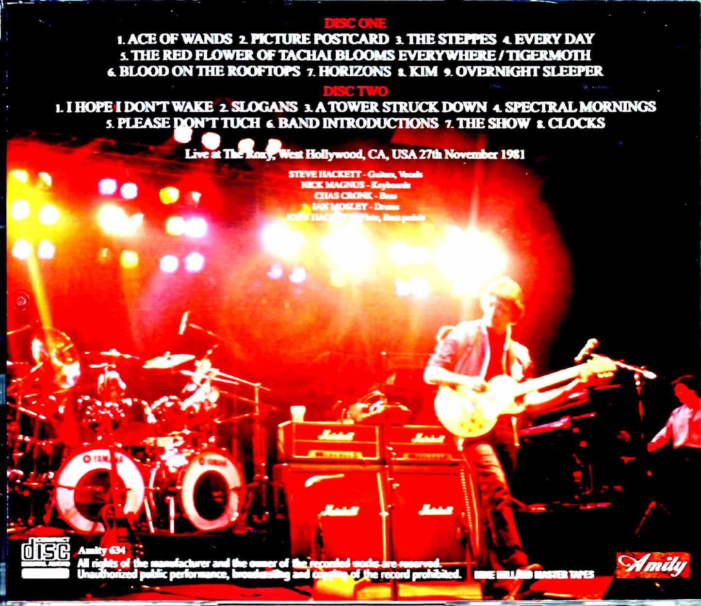 Steve Hackett/CA,USA 1981 Mike Millard Master Tapes