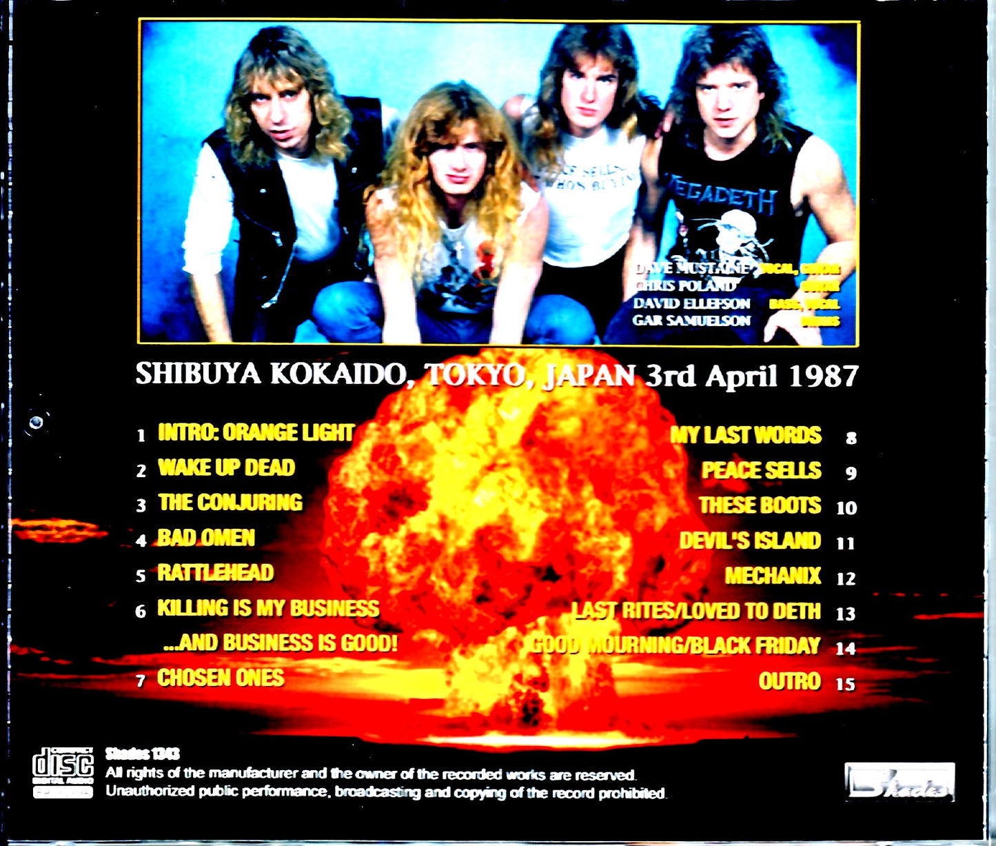 Megadeth/Tokyo,Japan 4.3.1987