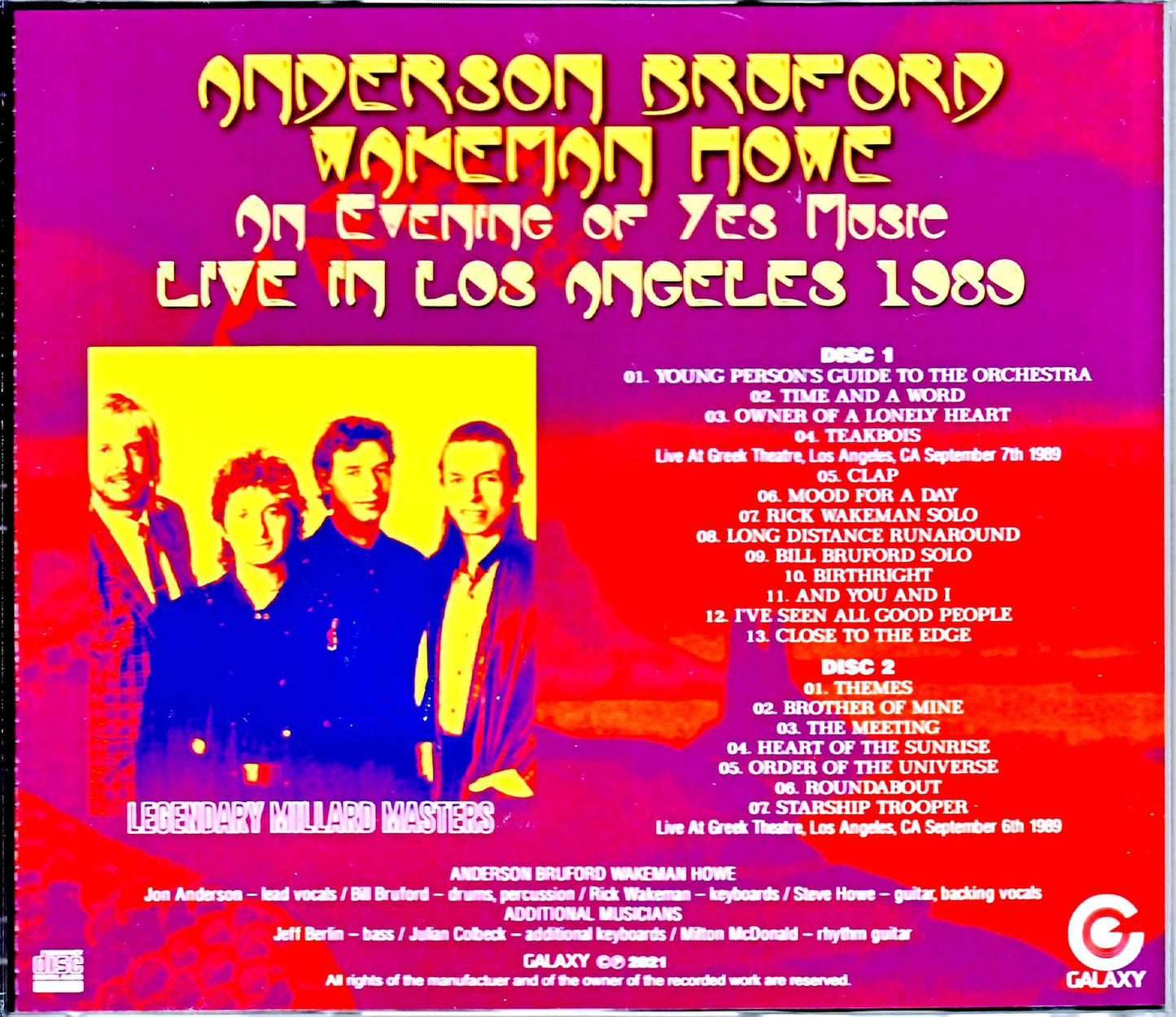 Anderson Bruford Wakeman Howe/CA,USA 1989 Mike Millard Master Tapes