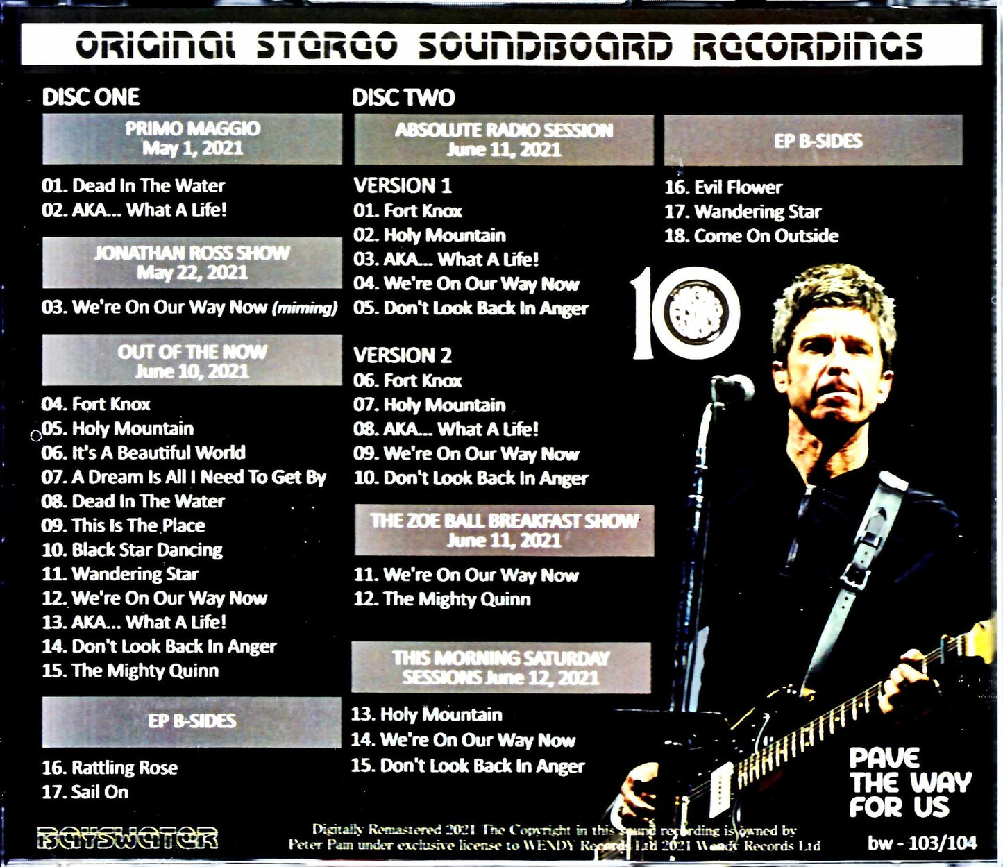 Noel Gallagher's High Flying Birds/Back the Way We Came Promotion Live Collection 2021