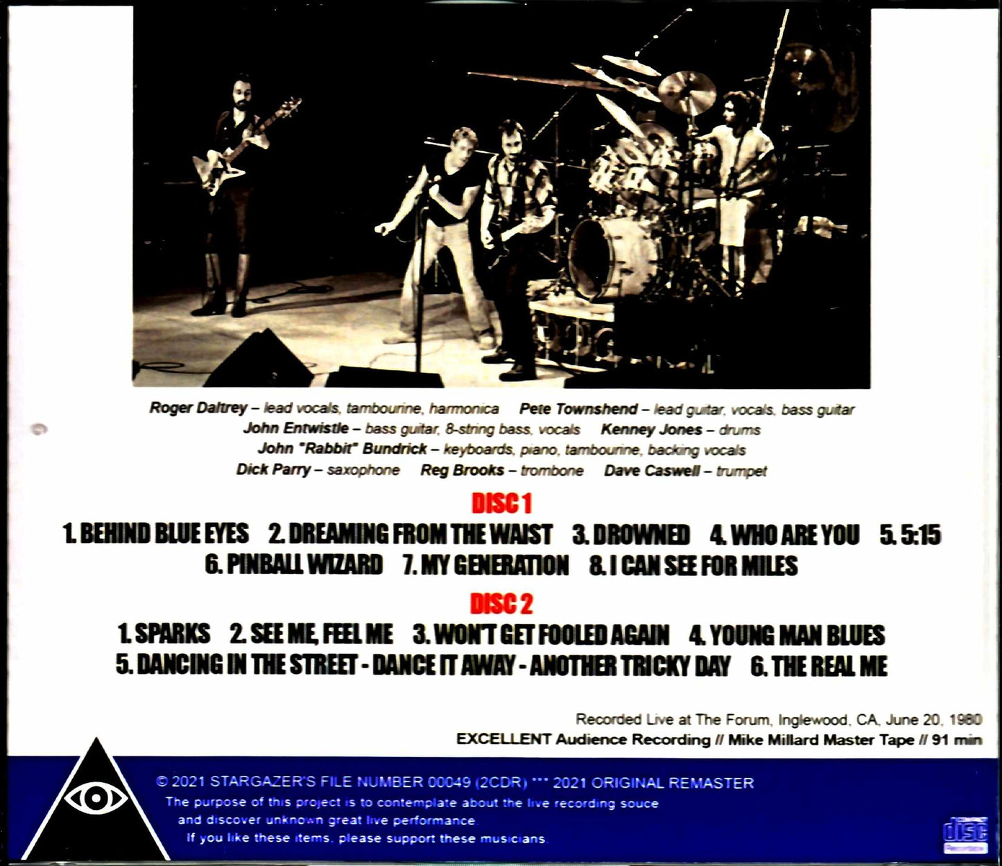 The Who/CA,USA 1980 Mike Millard Original Master Tapes