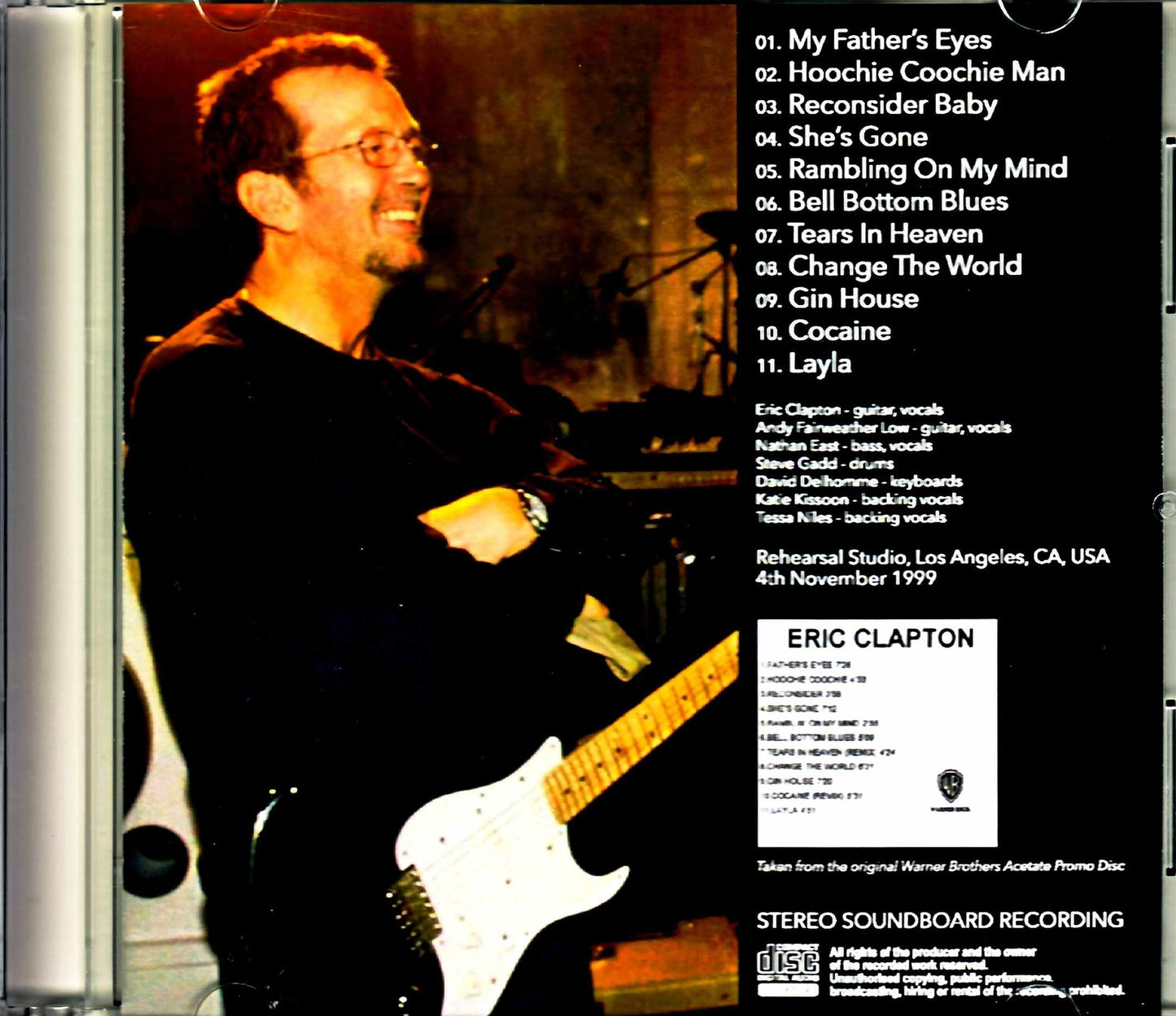 Eric Clapton/CA,USA 1999 Original Warner Brothers Acetate Promo Disc