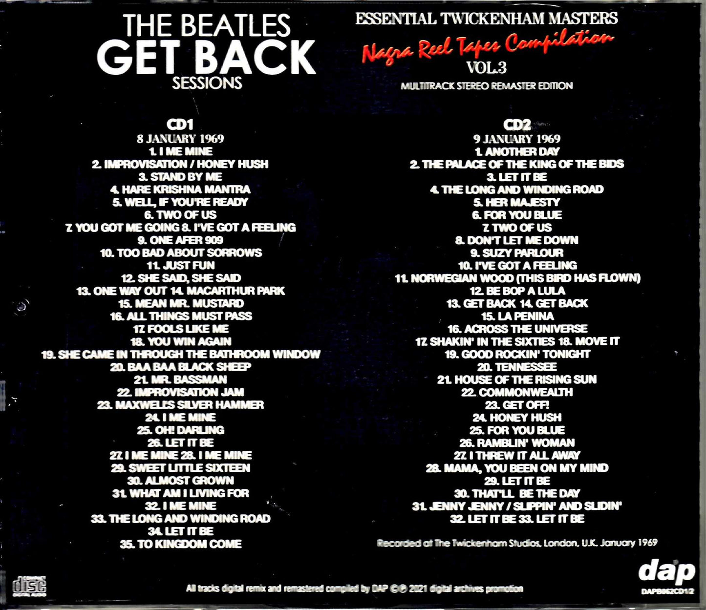 Beatles The Beatles/Get Back Rooftop Concert Get Back Session Nagra Reel Tapes Compilation Vol.3
