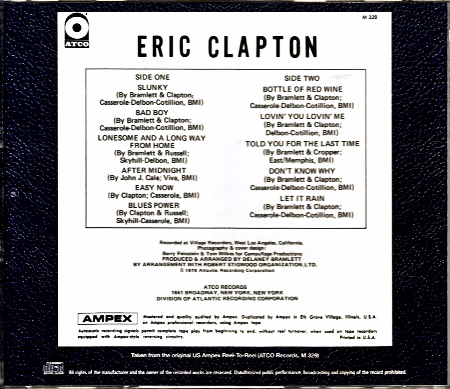 Eric Clapton/Solo Debut Album Original US Ampex Reel-to-Reel