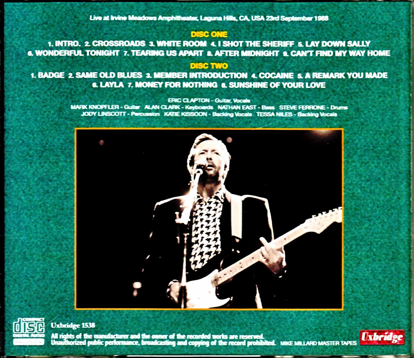 Eric Clapton/CA,USA 9.23.1988 Mike Millard Master Tapes Upgrade