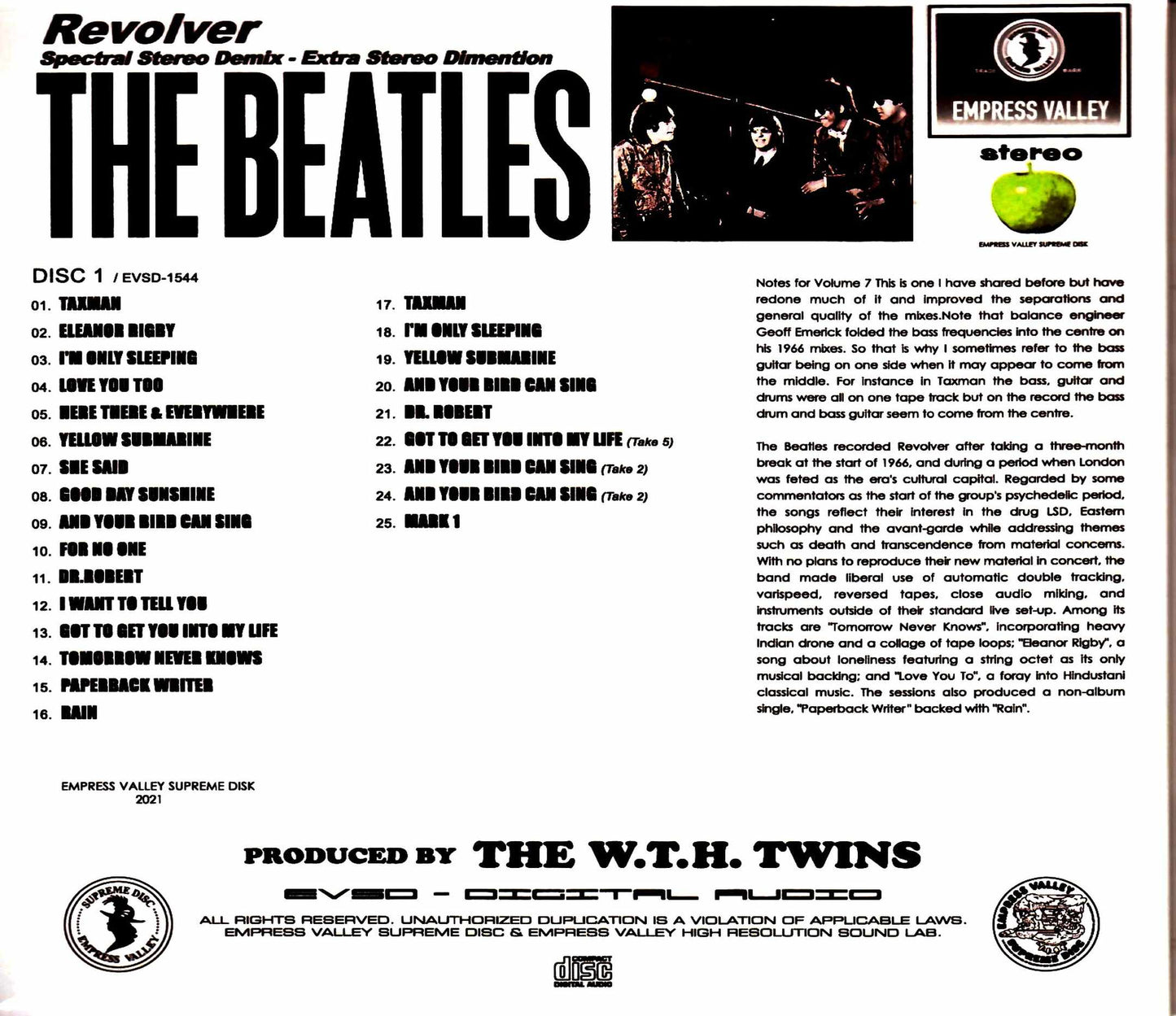 Beatles The Beatles/Rubber Soul Final Technical Specifications Rubber Soul Spectral Stereo Demix