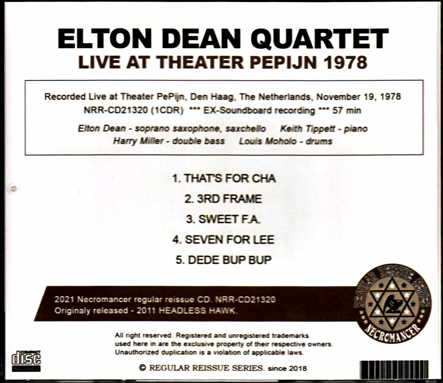 Elton Dean Quartet Elton Dean Keith Tippett/Netherlands 1979