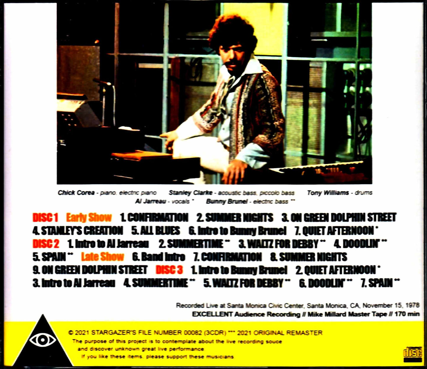 Chick Corea, Stanley Clarke and Tony Williams Chick Corea Stanley Clarke/CA, USA 1978 Mike Millard Master Tapes
