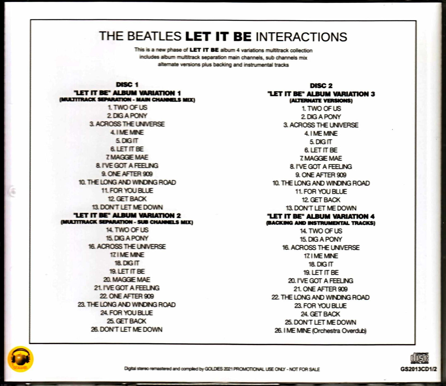 Beatles Let it Be Interactions 4Variations Multitrack Album Collection