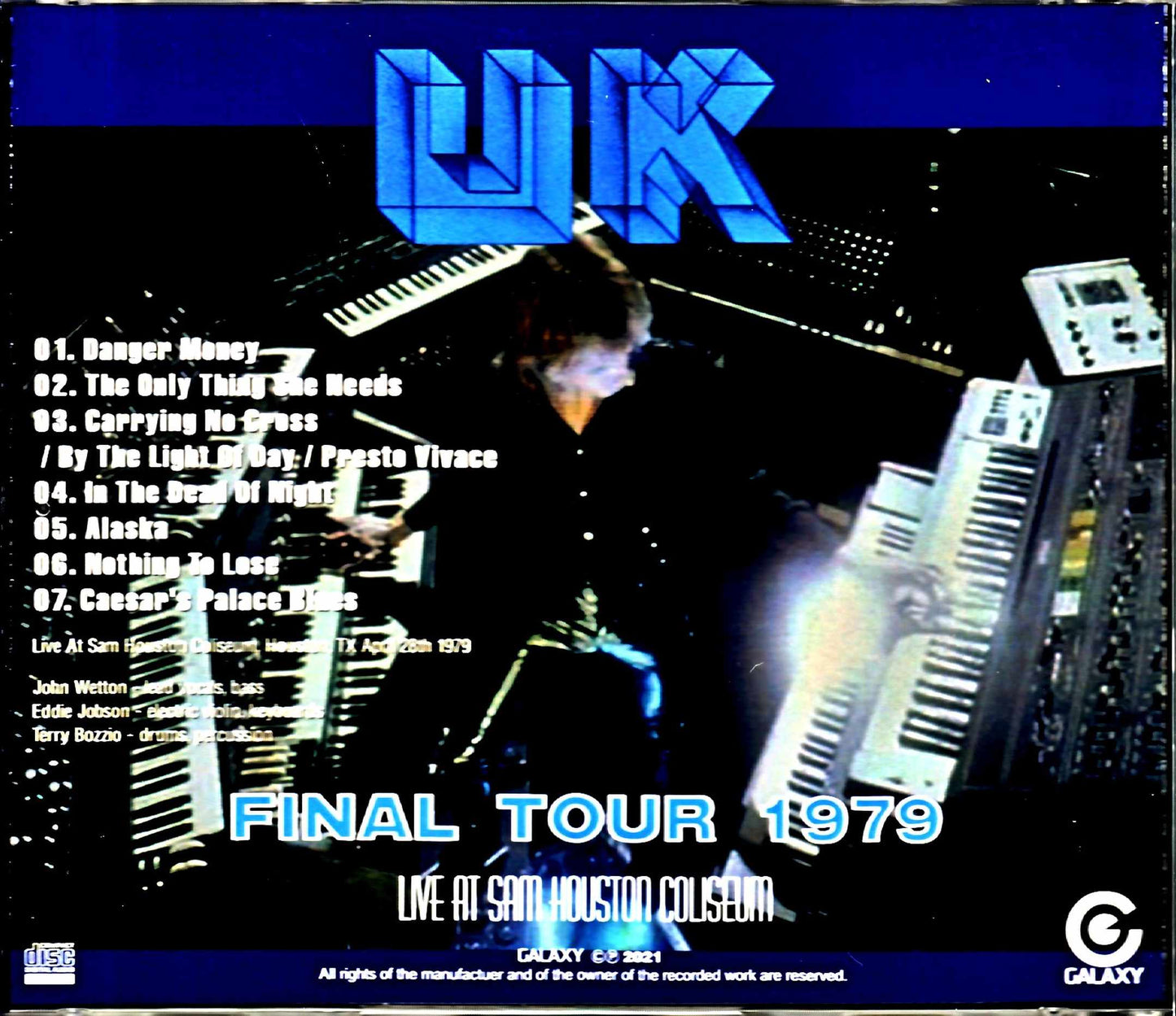 UK John Wetton, Eddie Jobson, Terry Bozzio Eddie Jobson John Wetton Terry Bozzio/TX,USA 1979