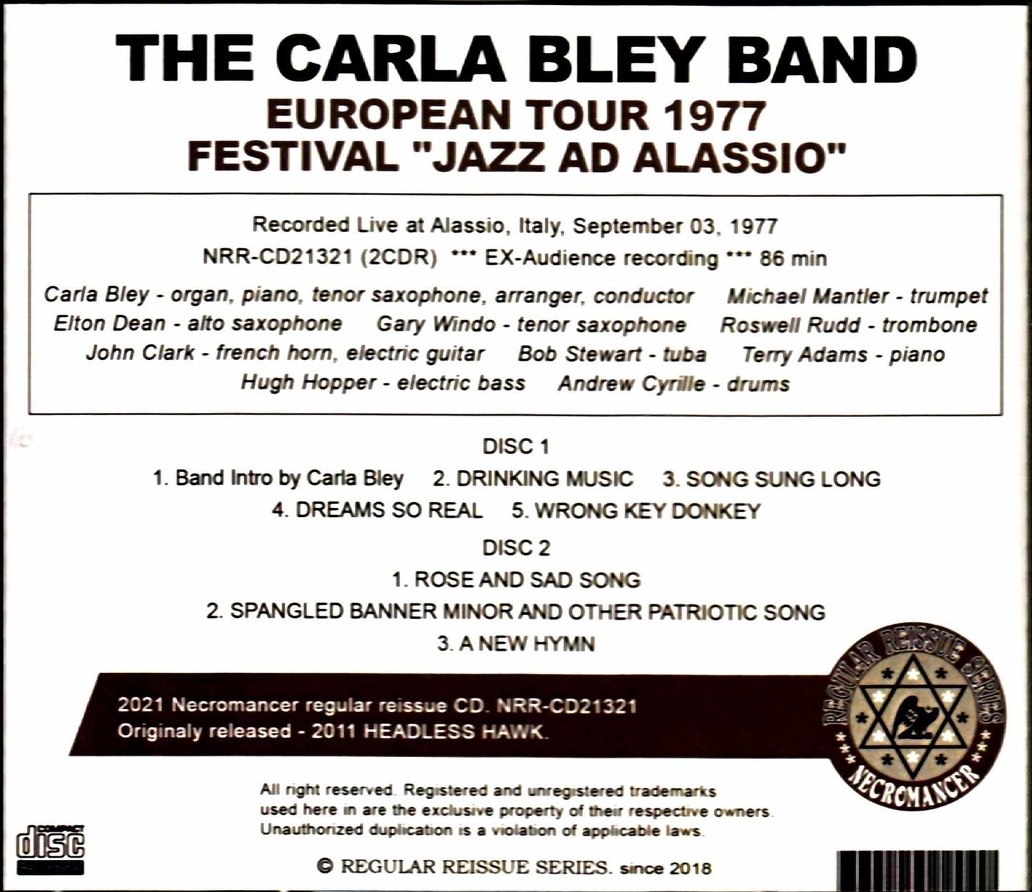 Carla Bley Band Carla Bley/Italy 1977