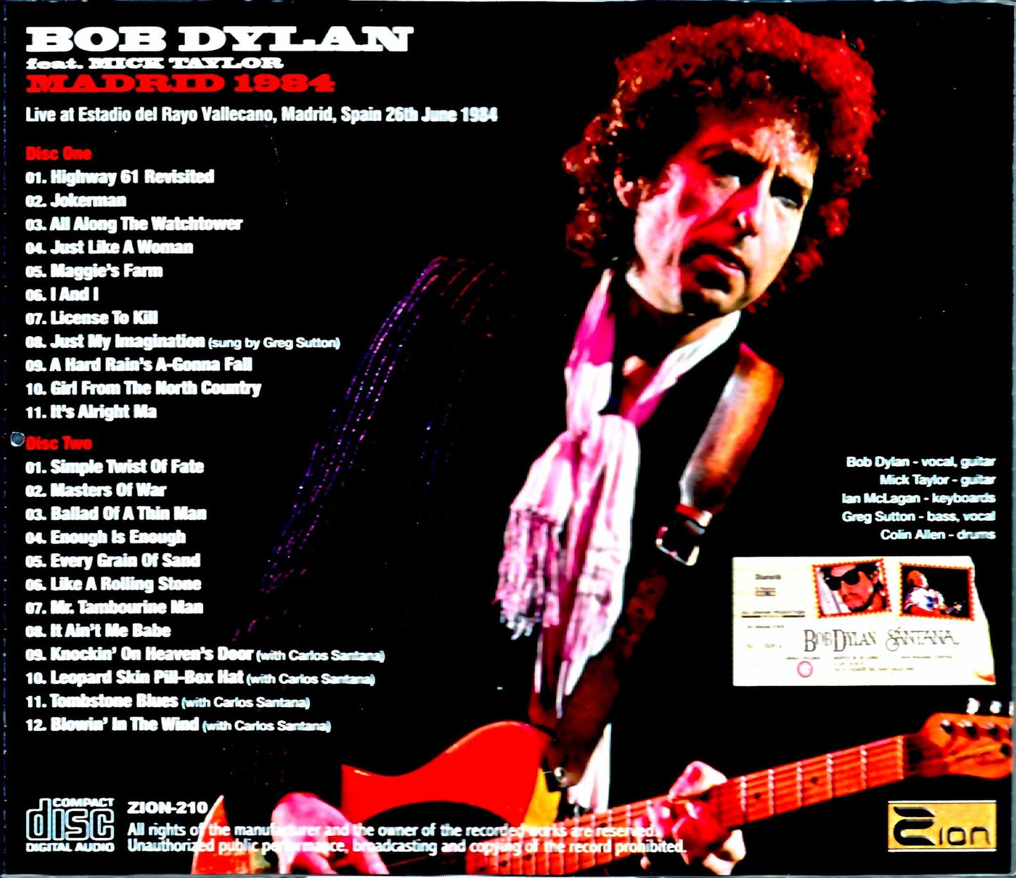 Bob Dylan Mick Taylor Bob Dylan Mick Taylor/Spain 1984