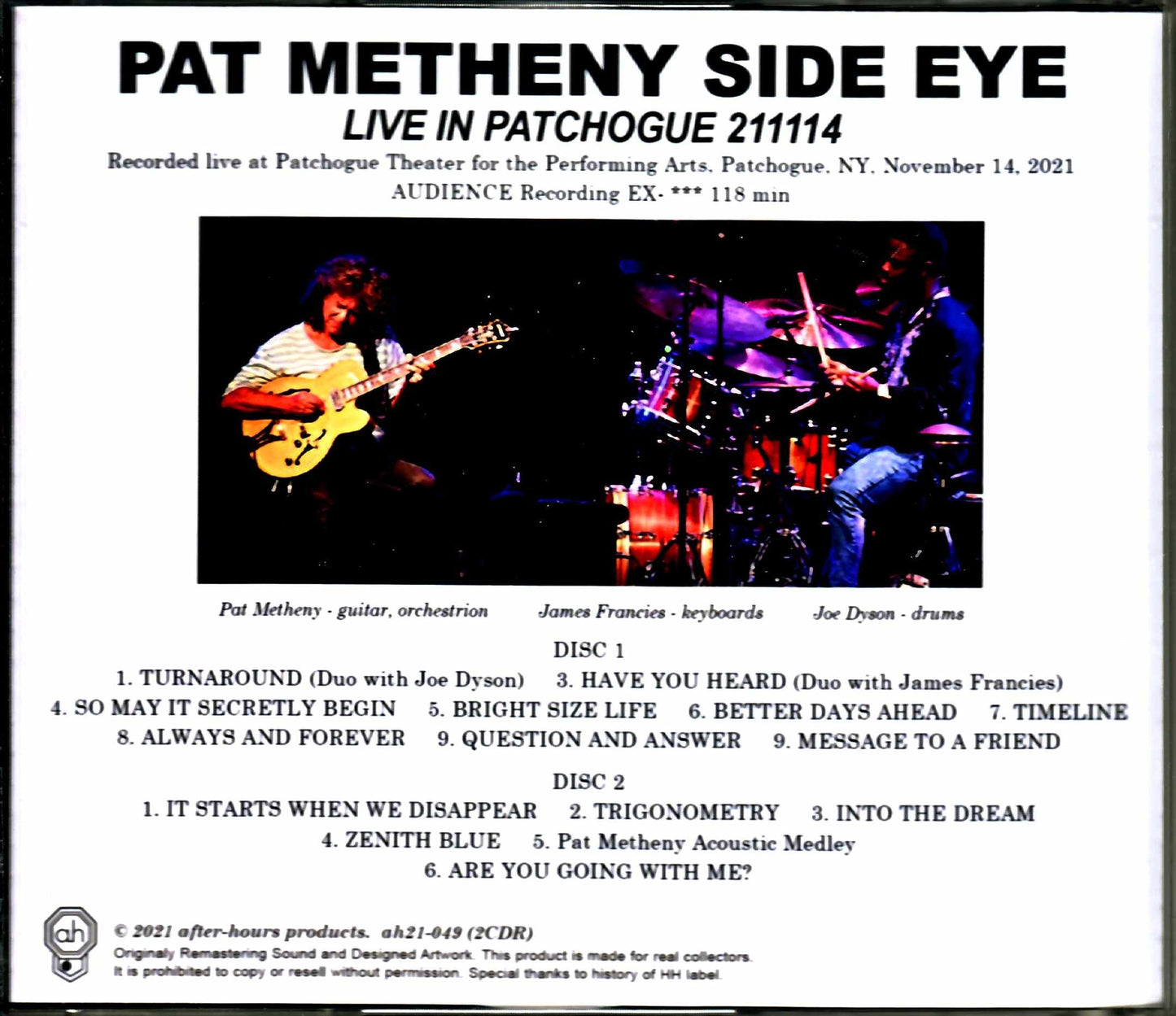 Pat Metheny Side Eye Pat Metheny/NY,USA 2021