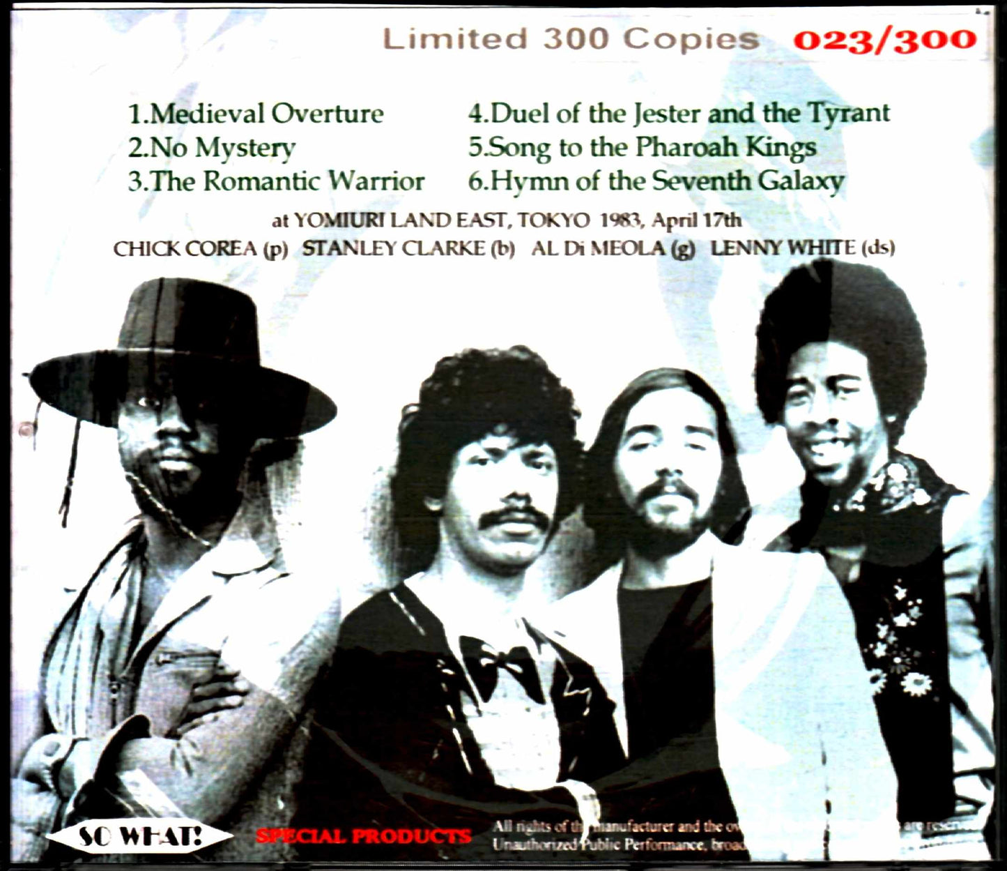 Return to Forever / Yomiuri Land 1983 Tokyo, Japan 4.17.1983