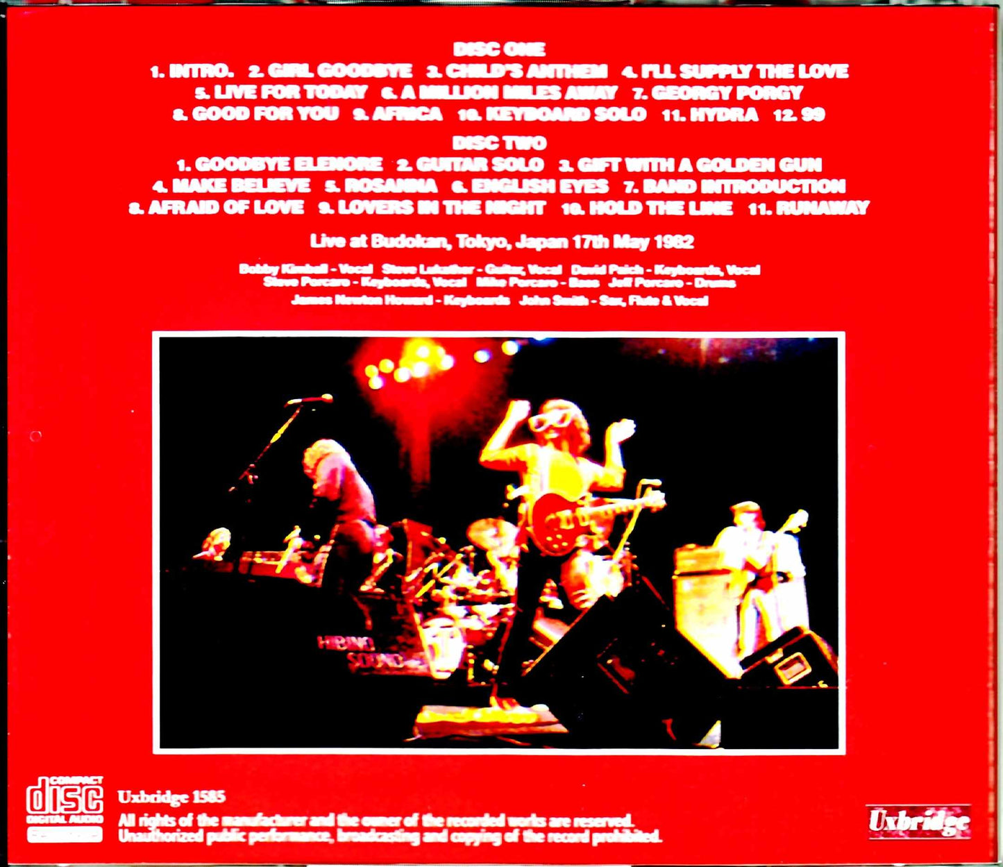 Toto/Tokyo,Japan 5.17.1982