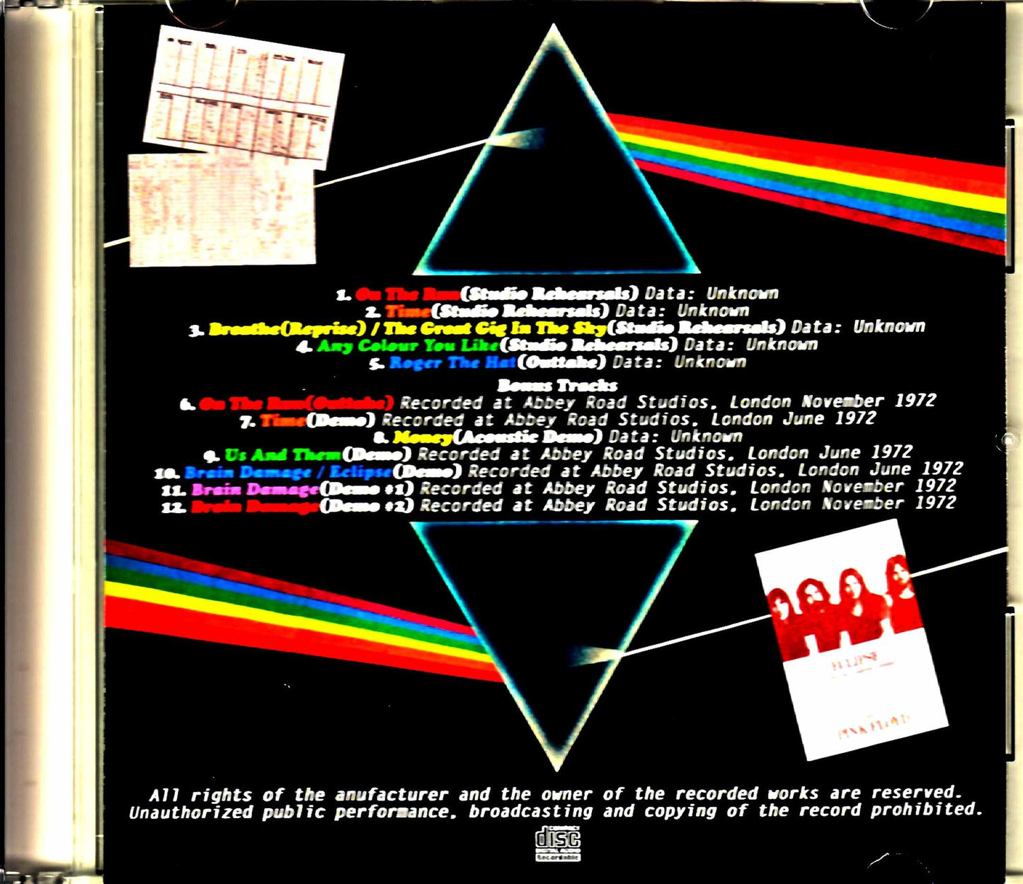 Pink Floyd The Dark Side of the Moon Studio Rehearsals Outtakes and Demos 1971-1972