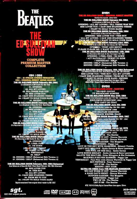 Beatles / Ed Sullivan Show Newly Excavated Direct Master Ed Sullivan Show Complete Premium Master Collection