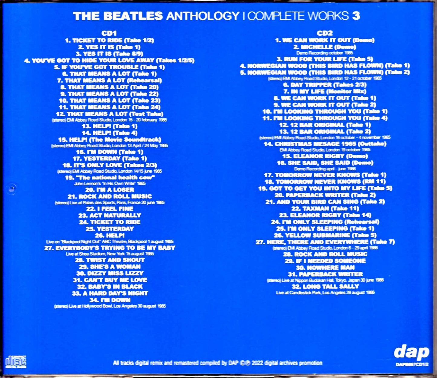 Beatles / Anthology Newly Edited, Expanded, and Revised Edition "Complete Works" 3rd Edition Anthology Complete Works Vol.3