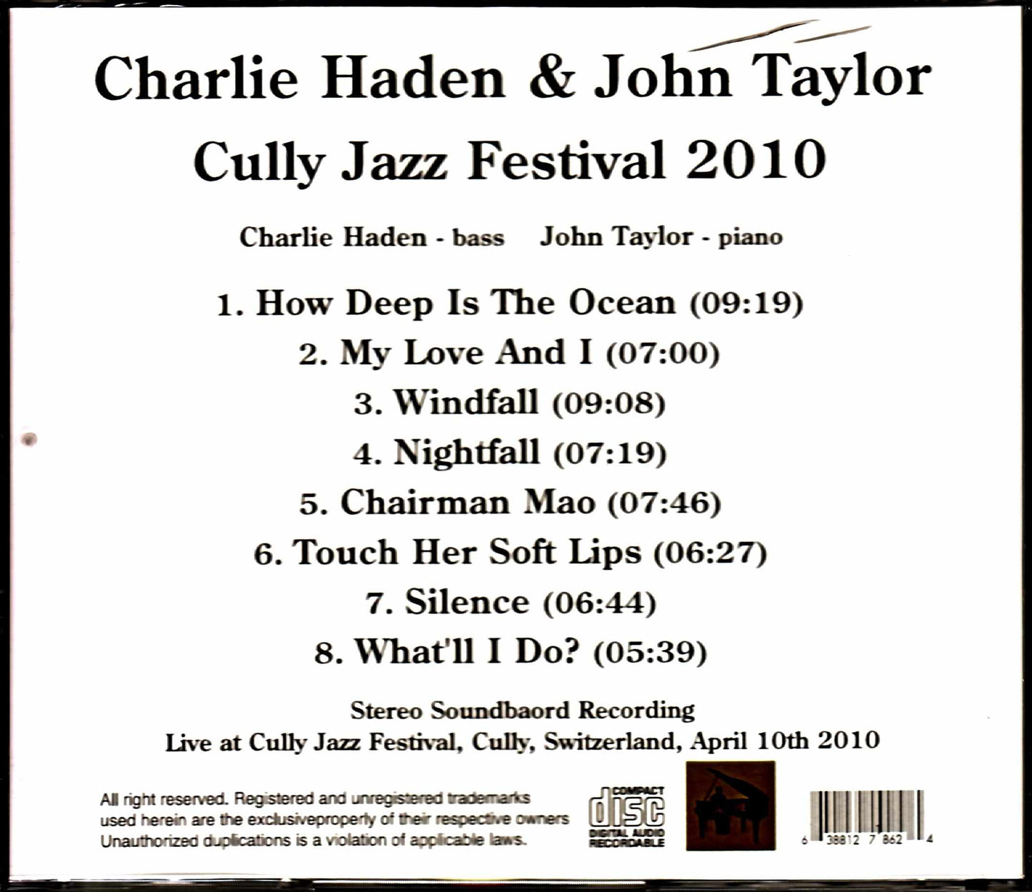 Charlie Haden John Taylor Charlie Haden John Taylor/Switzerland 2010