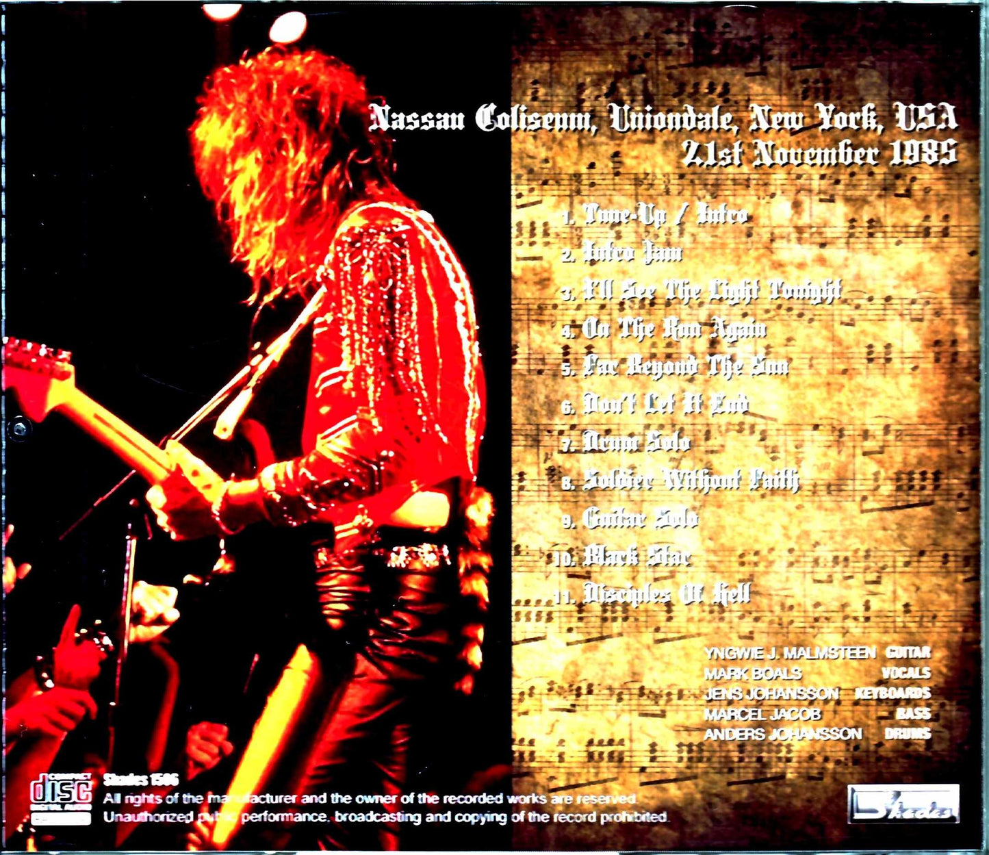 Yngwie J. Malmsteern Rising Force Yngwie Malmsteen/NY,USA 1985