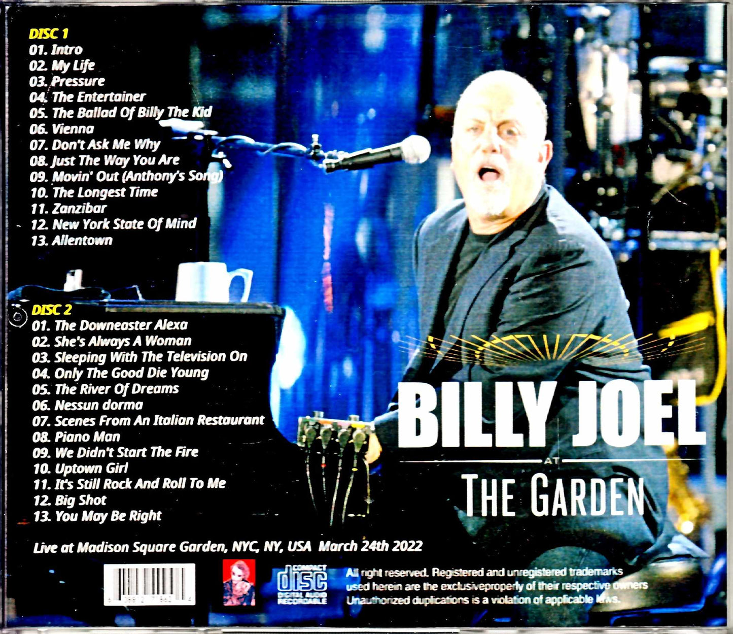 Billy Joel Billy Joel/NY,USA 3.24.2022 Complete