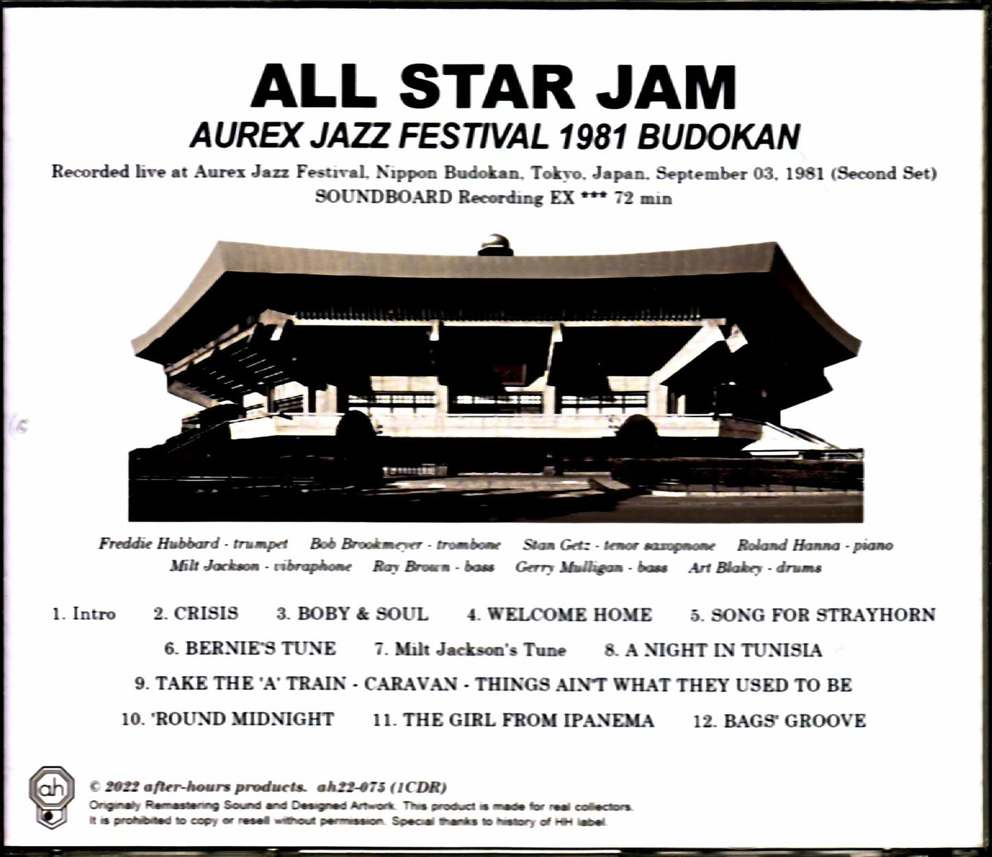 Various Artists All Star Jam Art Blakey, Gerry Mulligan, Freddie Hubbarf/Tokyo, Japan 9.3.1981