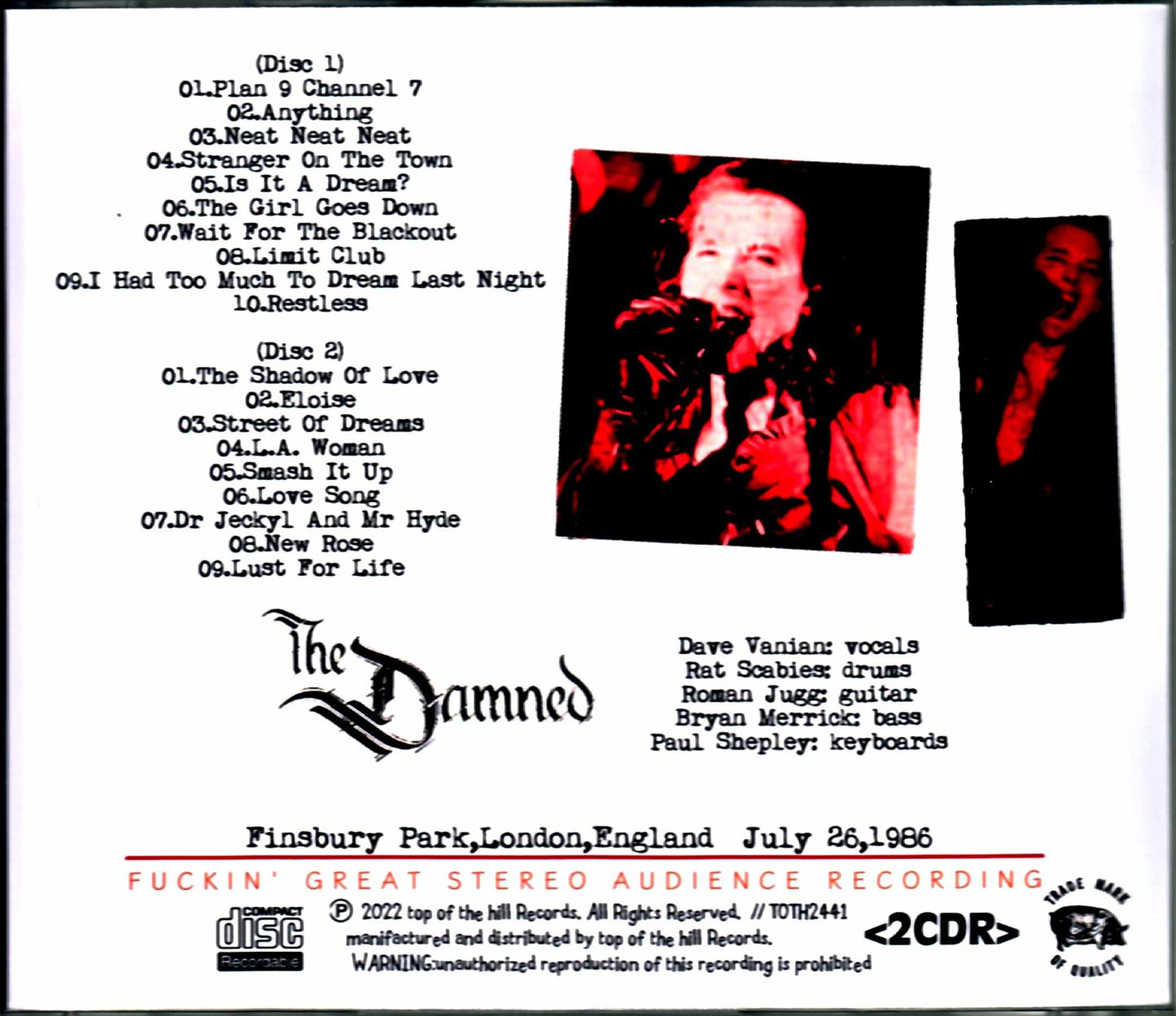 Damned/London, UK 1986