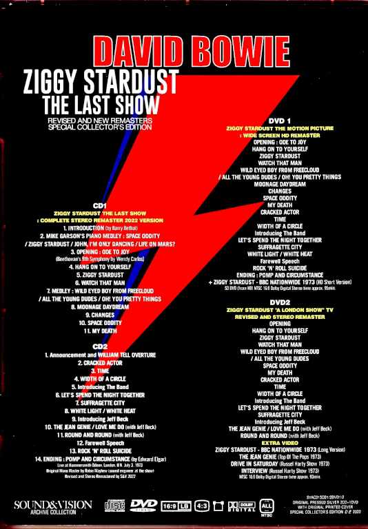 David Bowie/Ziggy Stardust 50th Anniversary London, UK 1973 & more Revised and New Remasters Special Collector's Edition