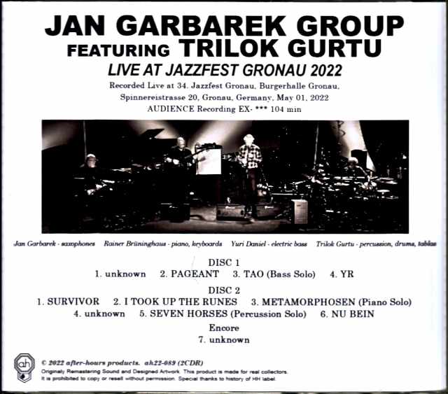 Jan Garbarek Group Trilok Gurtu Jan Garbarek Trilok Gurtu/Germany 2022 Complete