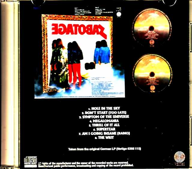 Black Sabbath Sabotage Original US LP Edition